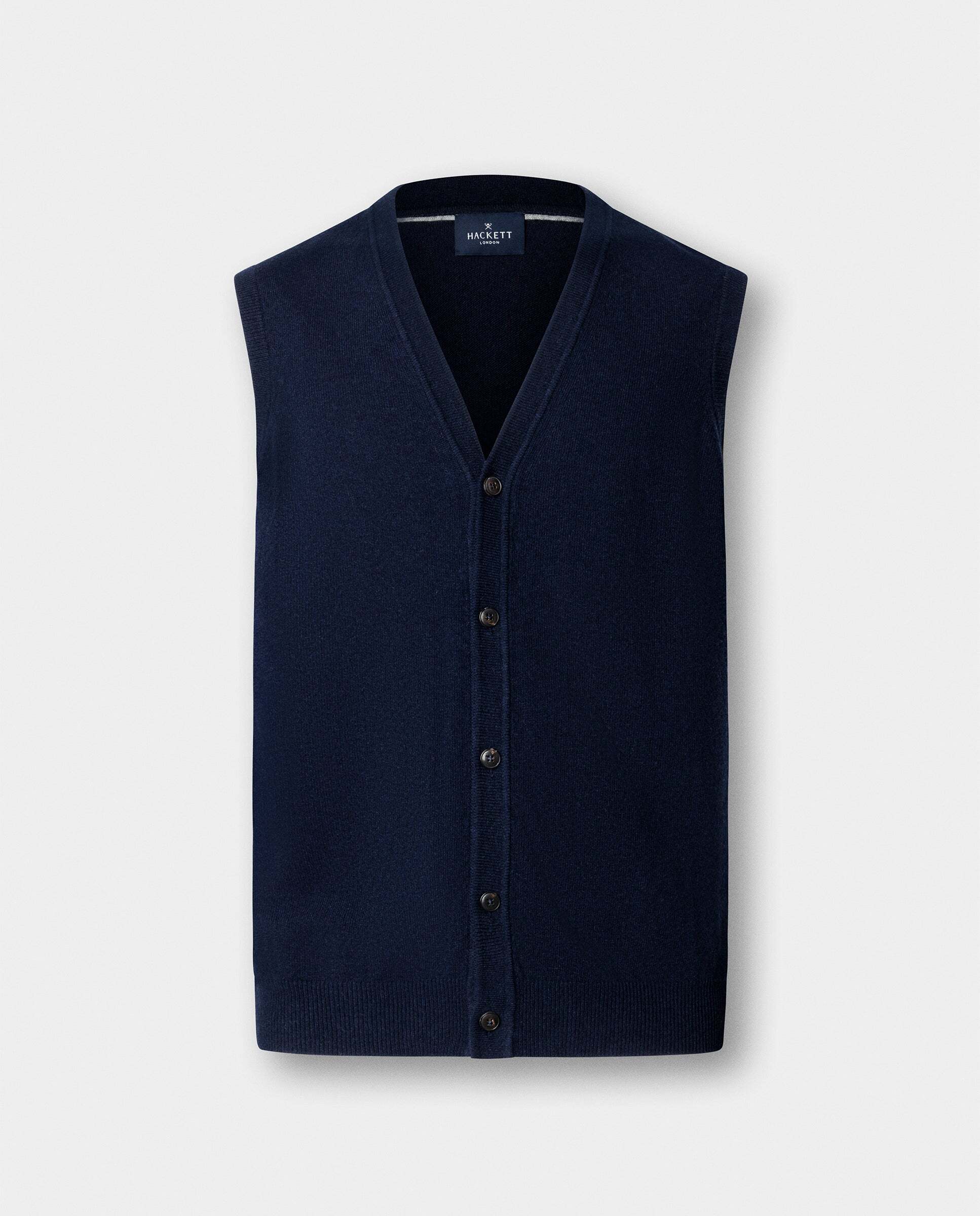 Chaleco de hombre de lana merino-cashmere - Hackett - Azul marino Azul marino-6