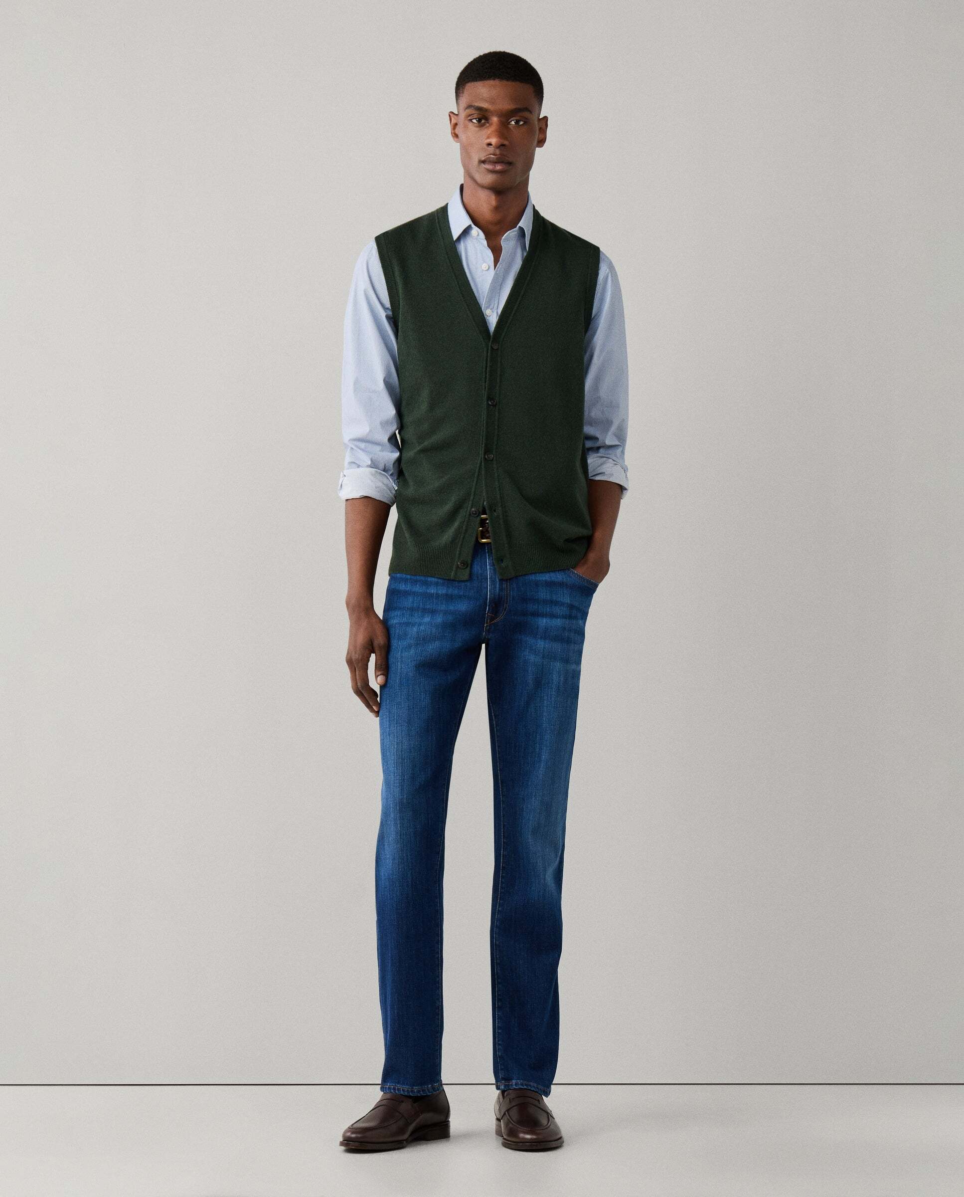 Chaleco de hombre de lana merino-cashmere - Hackett - Verde Verde-2