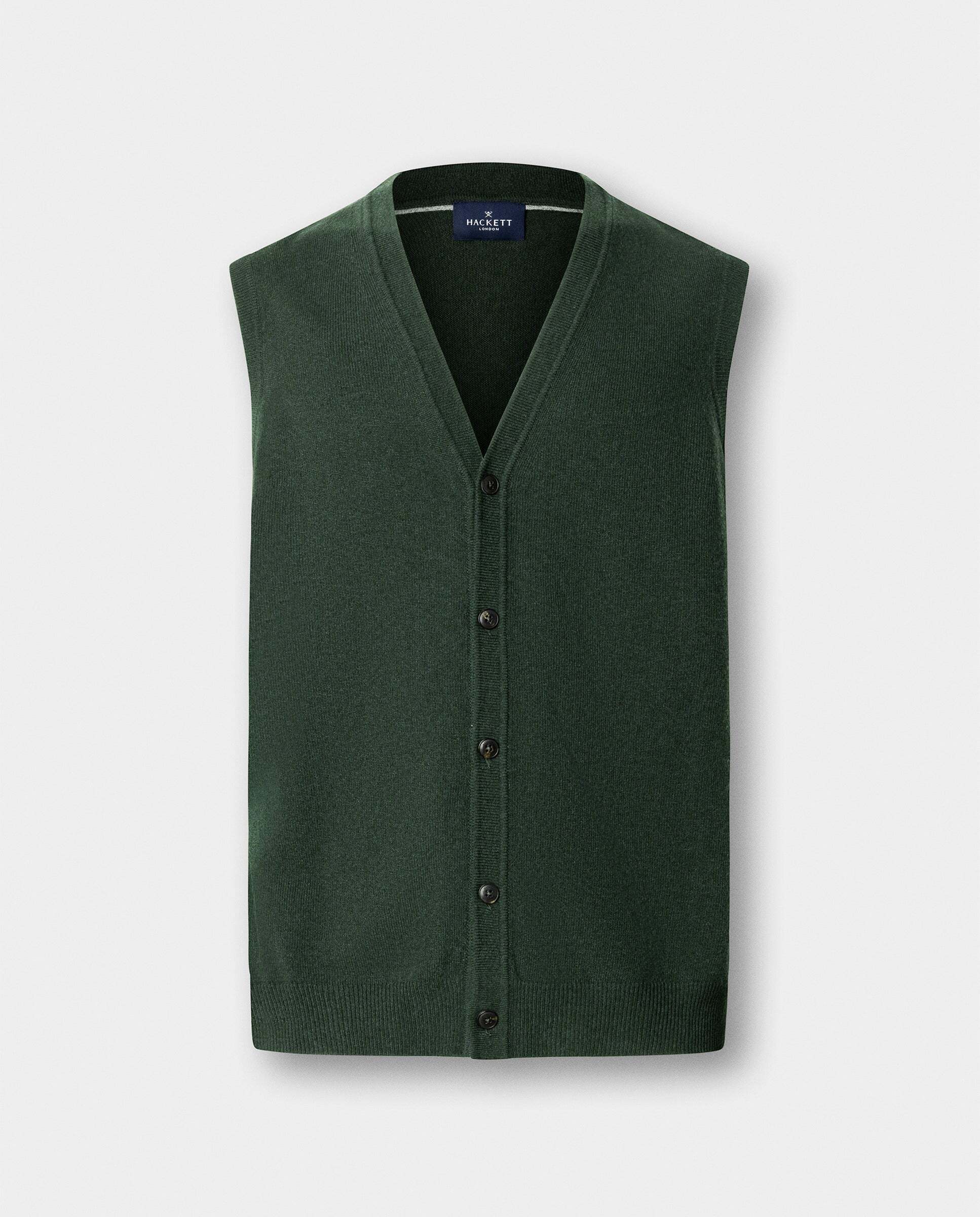Chaleco de hombre de lana merino-cashmere - Hackett - Verde Verde-6