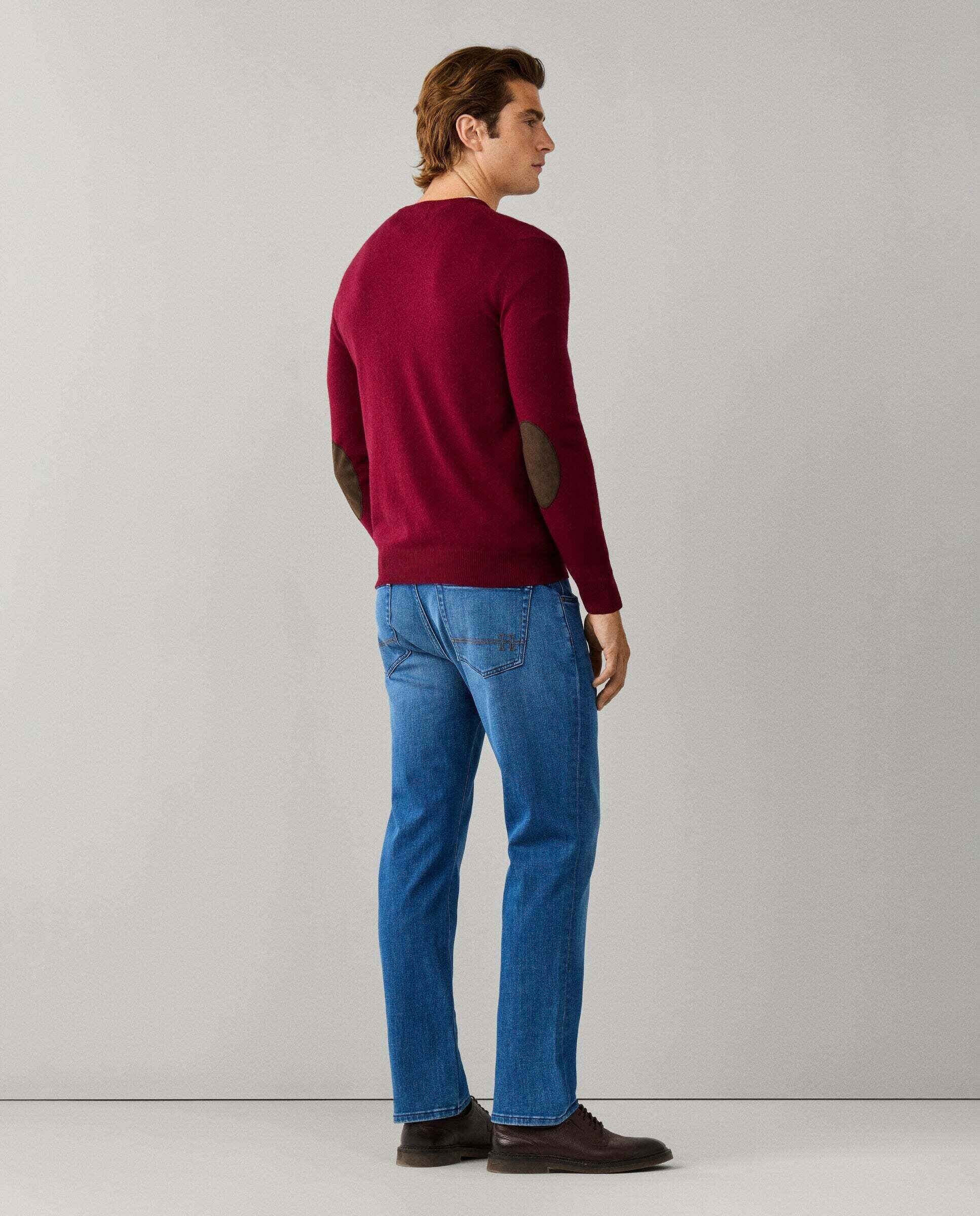 Jersey de hombre mezcla de lana merino-cashmere cuello pico - Hackett - Rojo Rojo-3