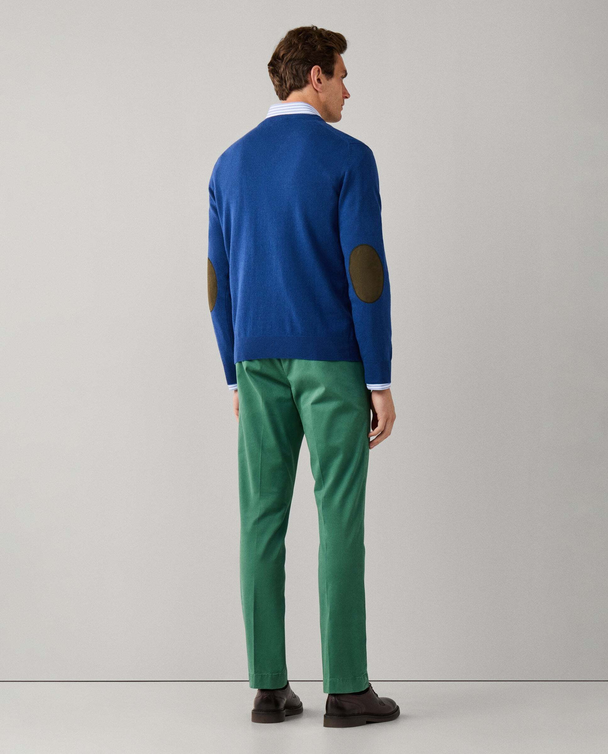 Jersey de hombre mezcla de lana merino-cashmere cuello pico - Hackett - Azul Azul-3