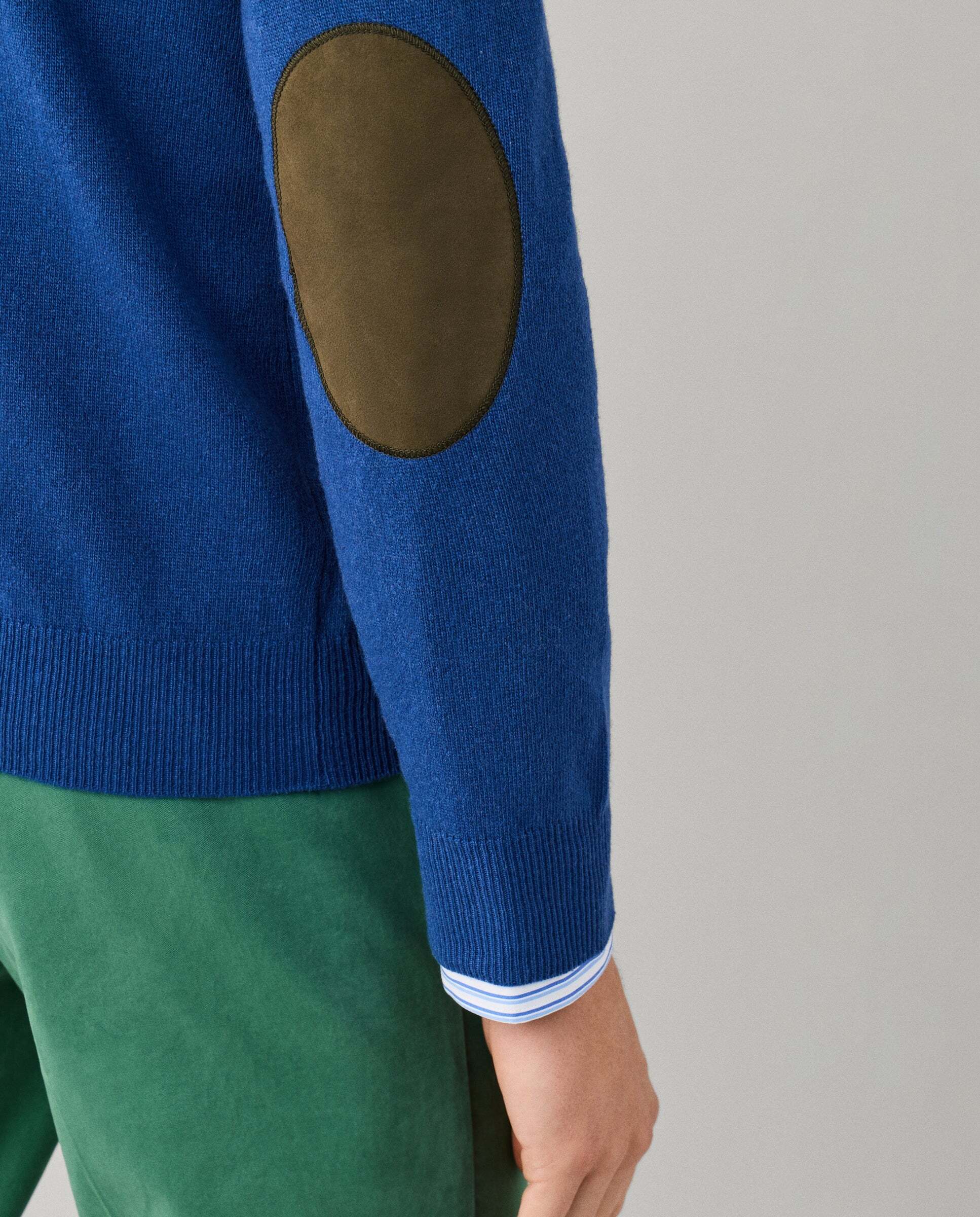 Jersey de hombre mezcla de lana merino-cashmere cuello pico - Hackett - Azul Azul-5