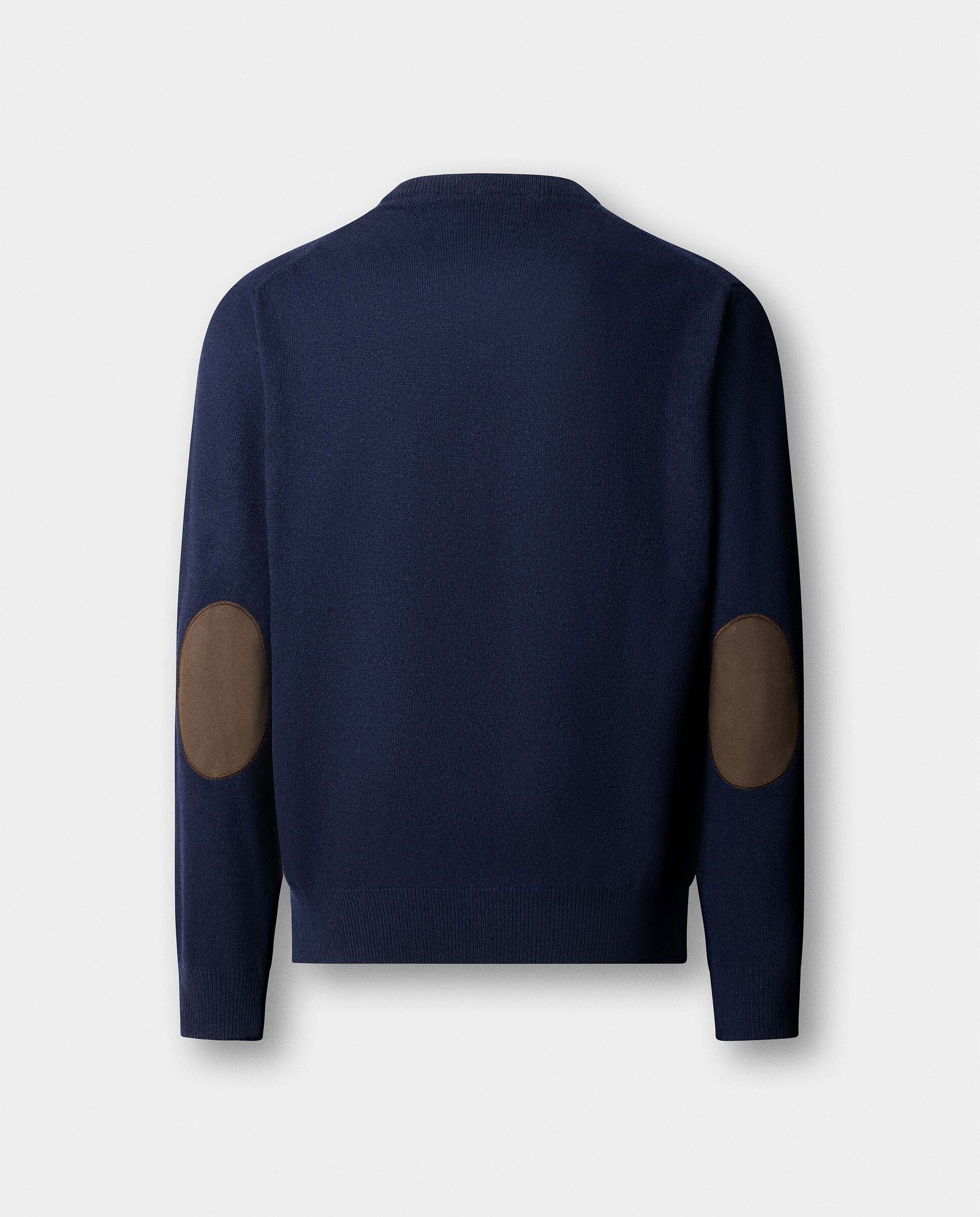 Jersey de hombre mezcla de lana merino-cashmere cuello pico - Hackett - Azul marino Azul marino-7