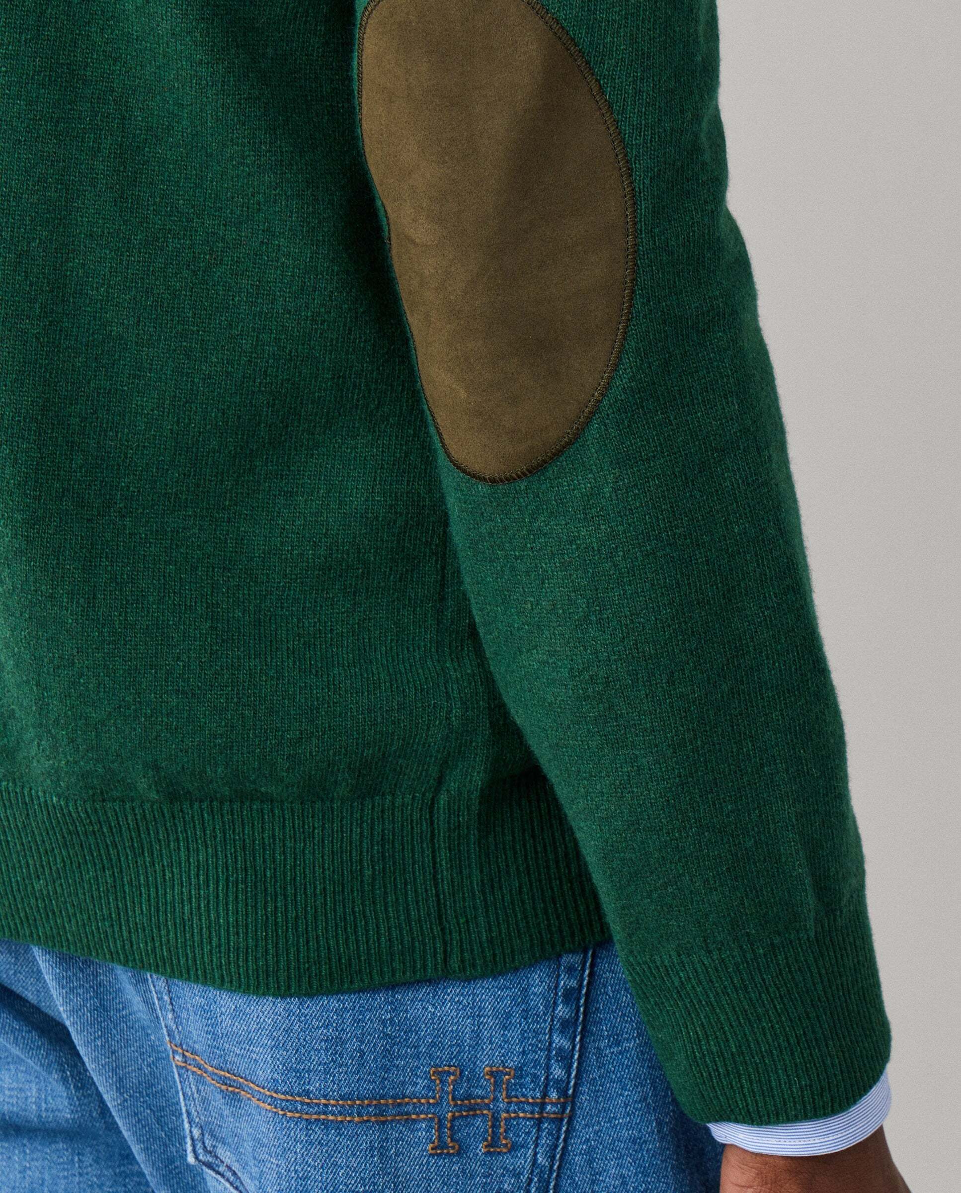 Jersey de hombre mezcla de lana merino-cashmere cuello pico - Hackett - Verde Verde-5