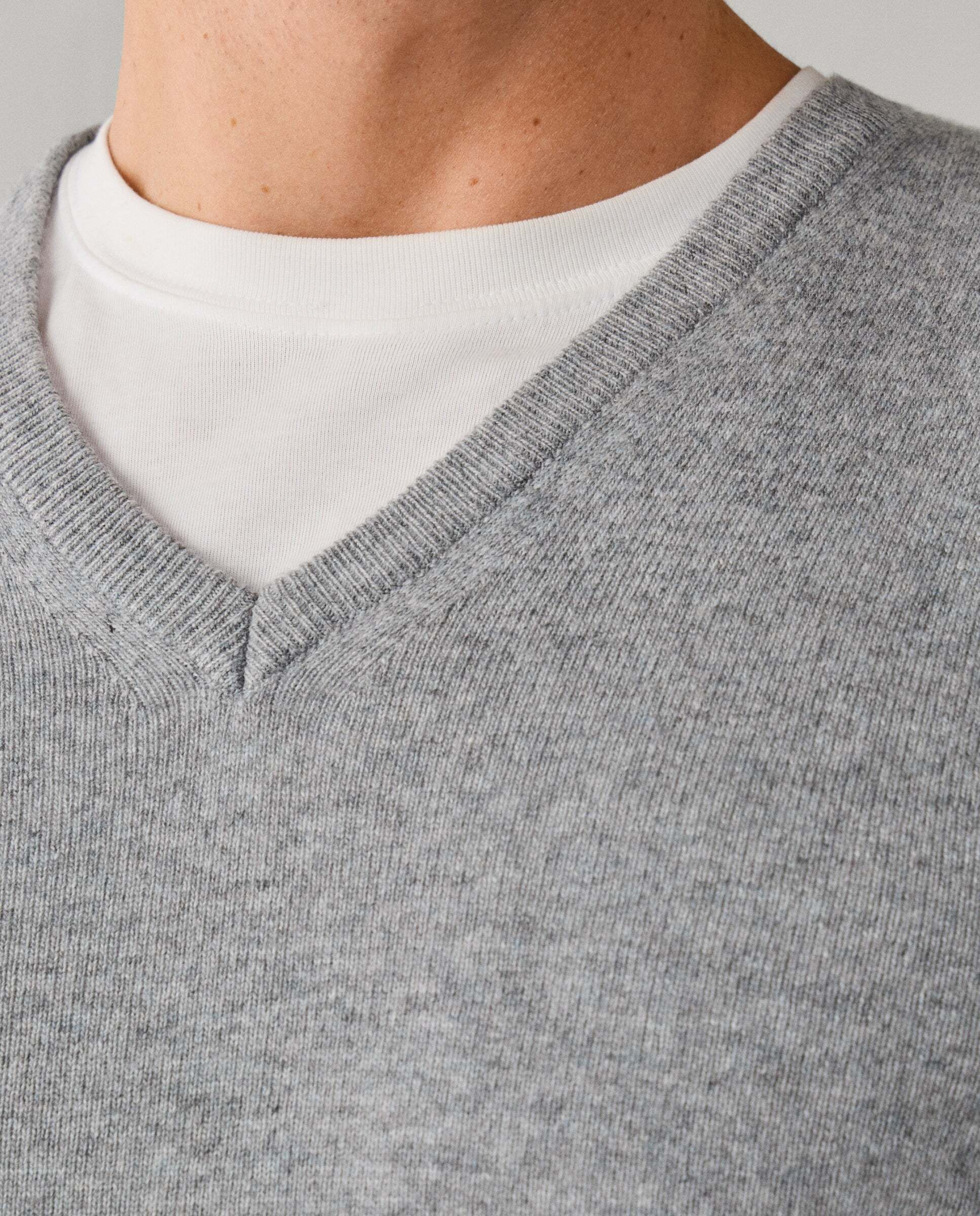 Jersey de hombre mezcla de lana merino-cashmere cuello pico - Hackett - Beige Beige-4