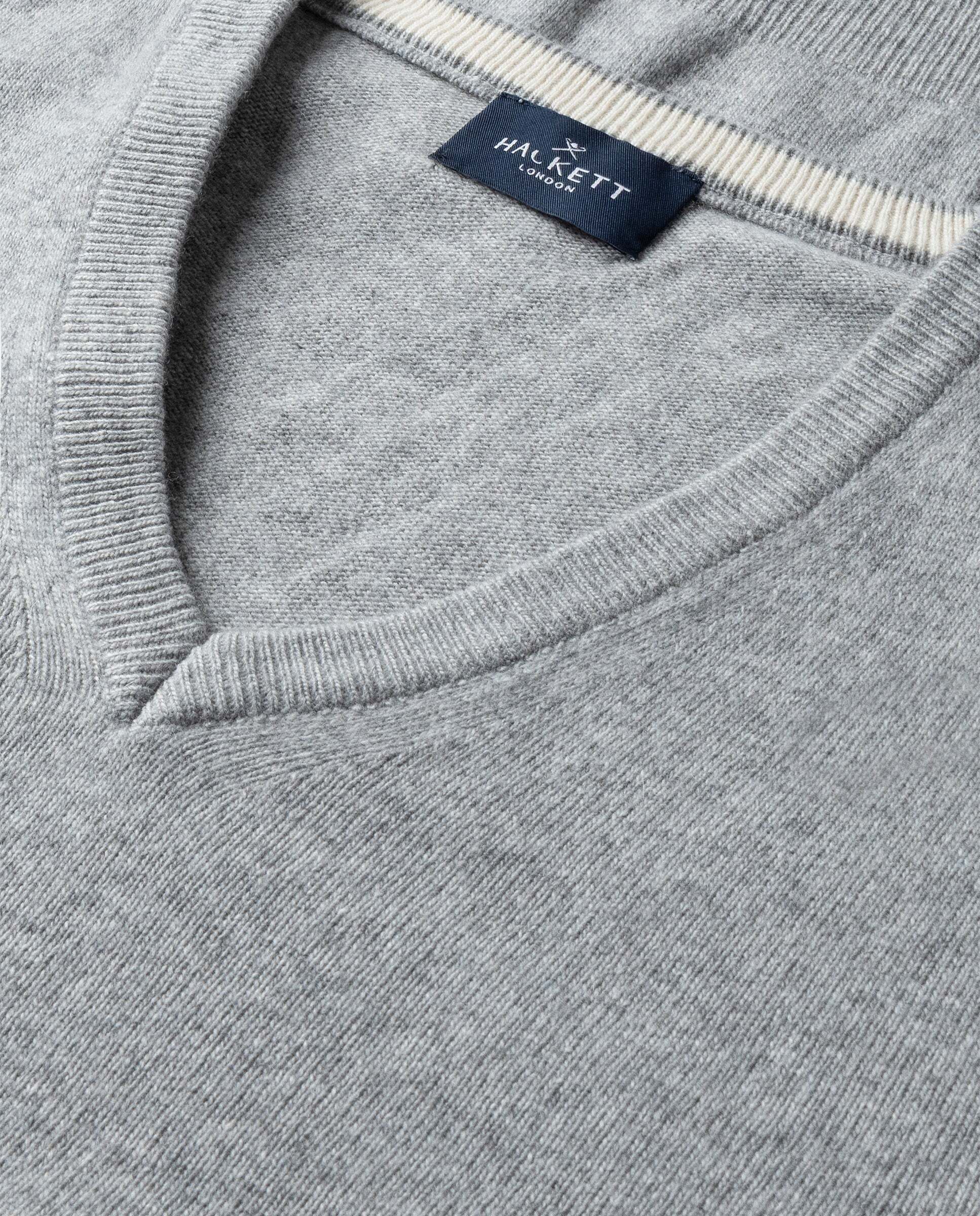Jersey de hombre mezcla de lana merino-cashmere cuello pico - Hackett - Beige Beige-5