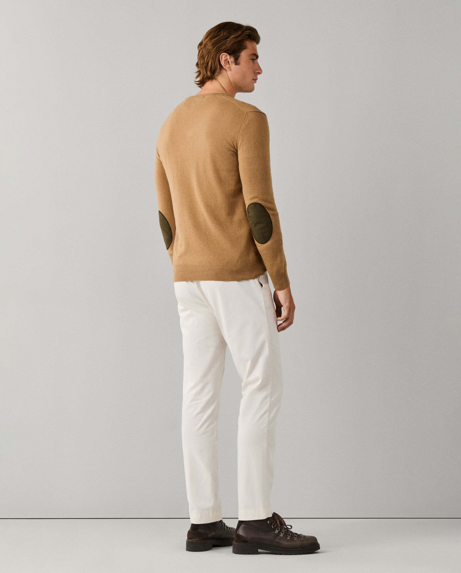 Jersey de hombre mezcla de lana merino-cashmere cuello pico - Hackett - Natural Natural-3