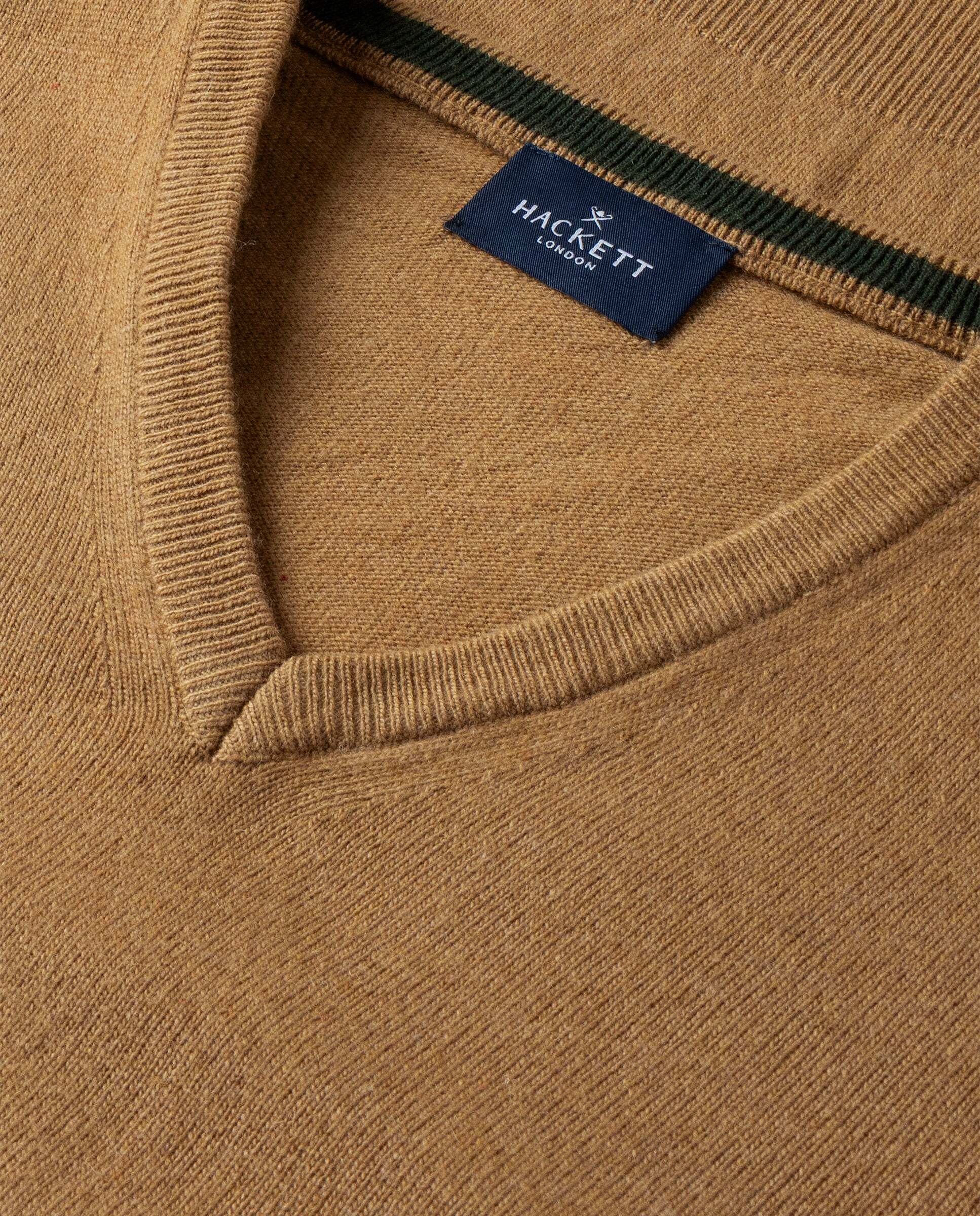 Jersey de hombre mezcla de lana merino-cashmere cuello pico - Hackett - Natural Natural-5