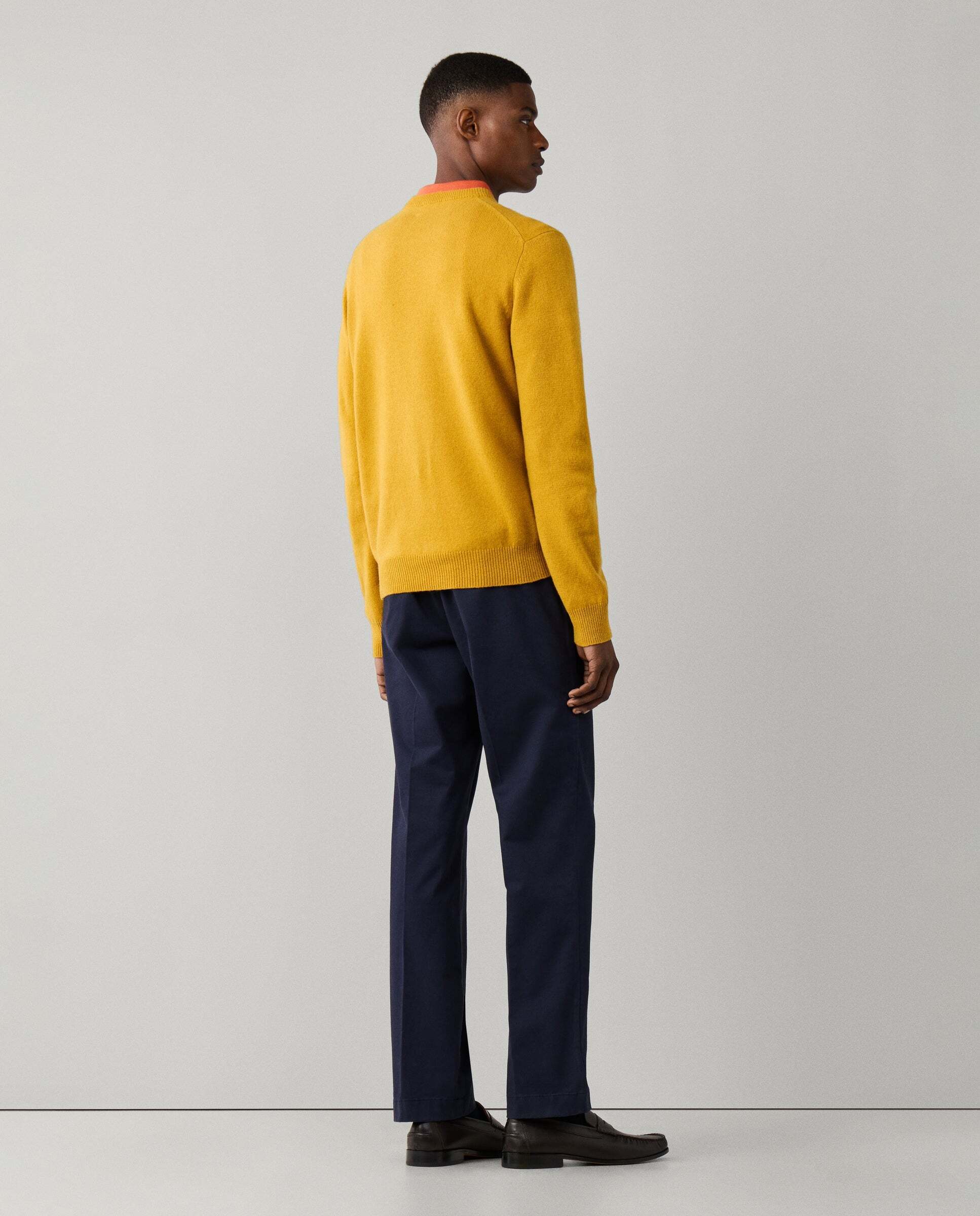 Jersey de hombre de lana de cordero cuello redondo - Hackett - Amarillo Amarillo-3