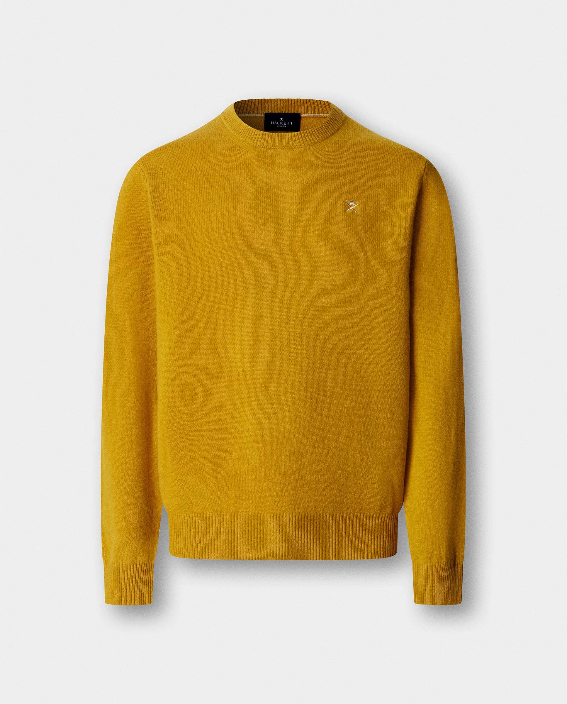 Jersey de hombre de lana de cordero cuello redondo - Hackett - Amarillo Amarillo-6
