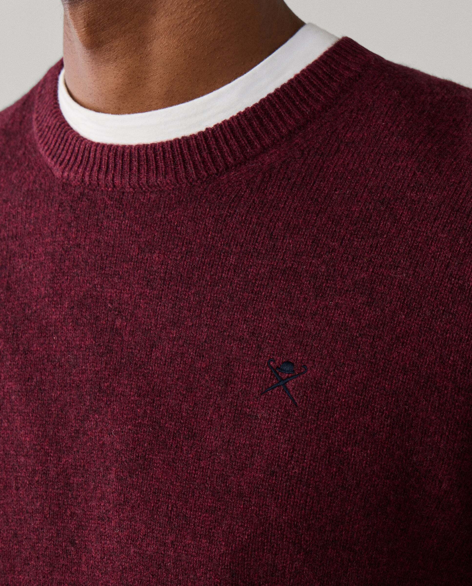 Jersey de hombre de lana de cordero cuello redondo - Hackett - Rojo Rojo-4