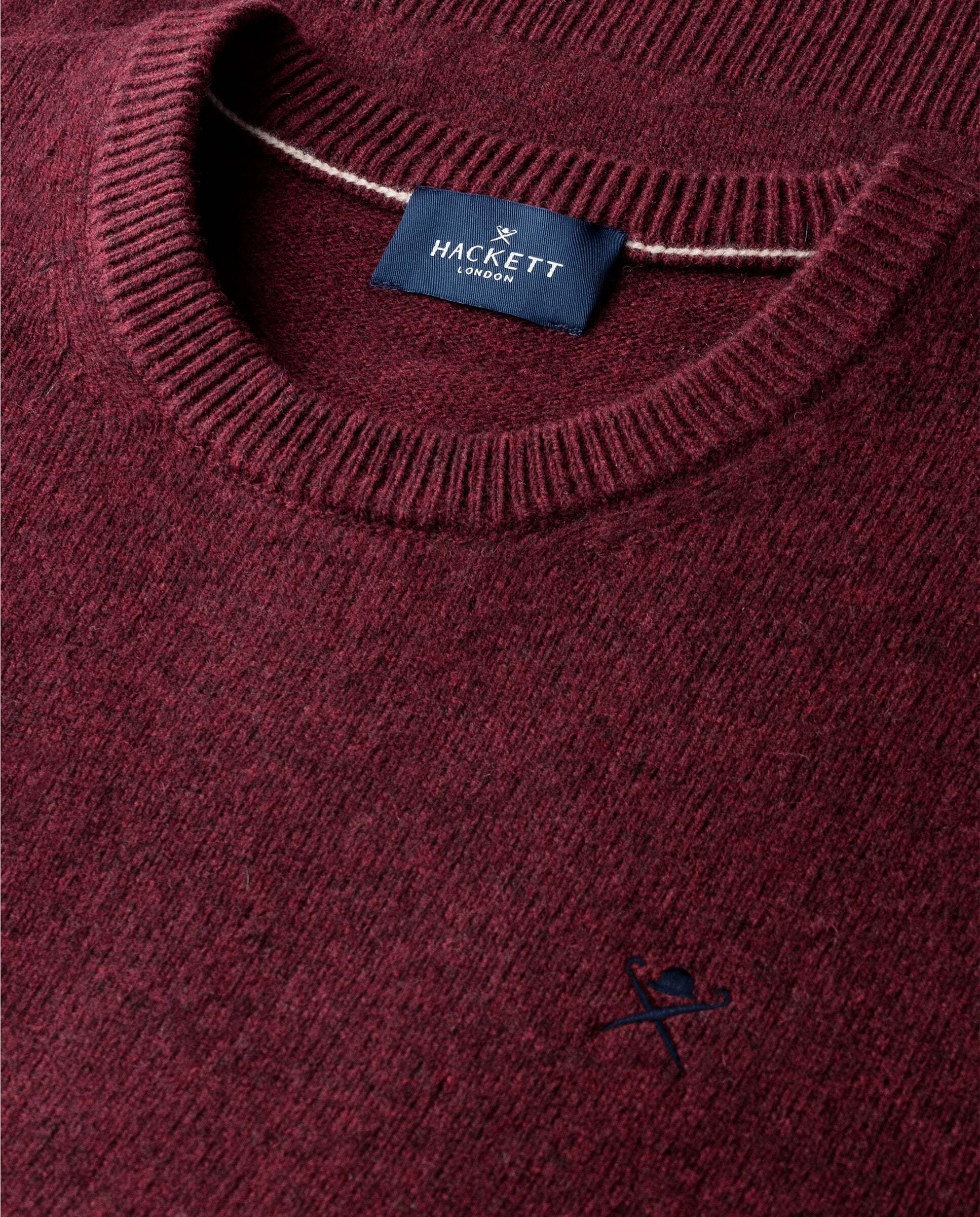 Jersey de hombre de lana de cordero cuello redondo - Hackett - Rojo Rojo-5