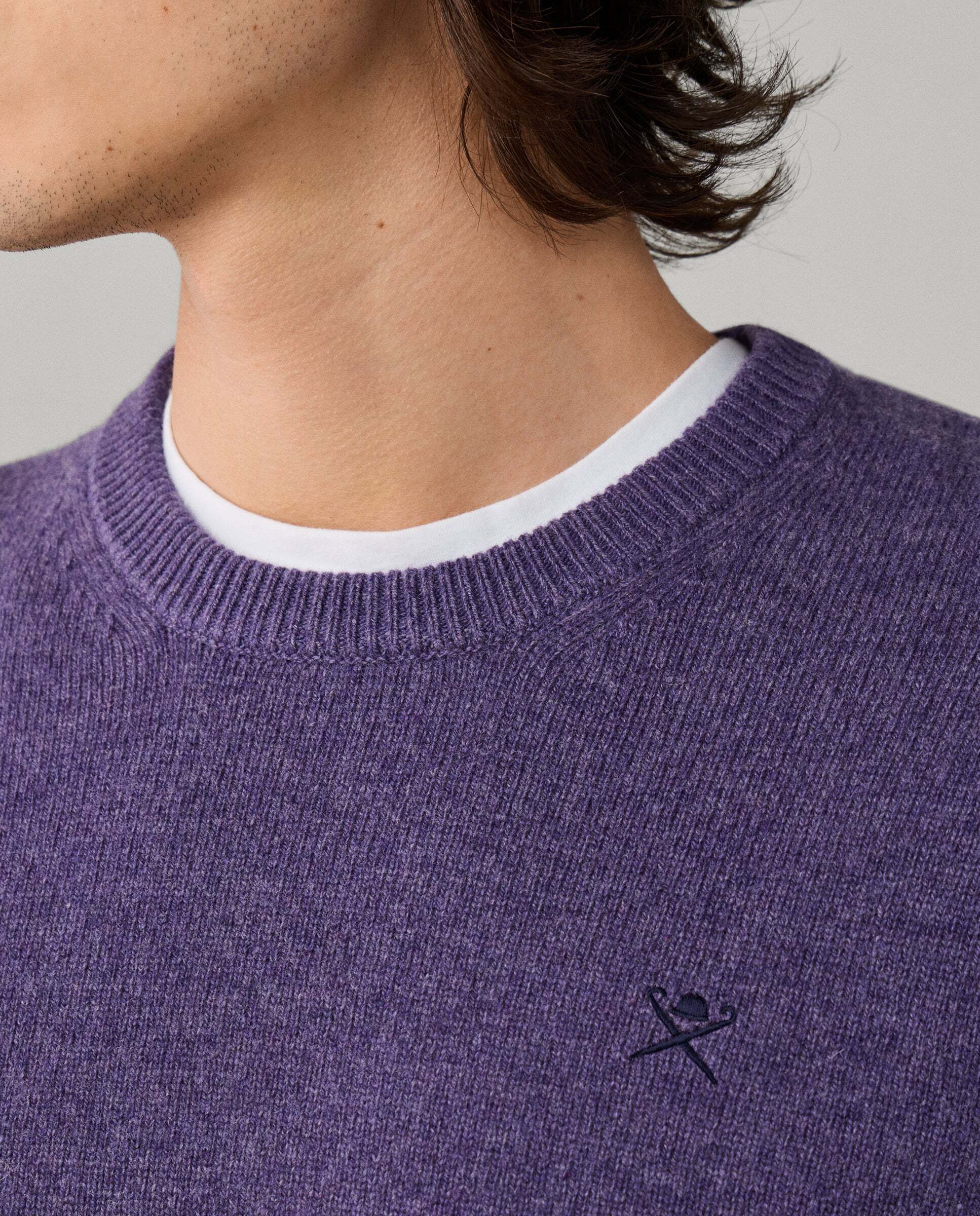 Jersey de hombre de lana de cordero cuello redondo - Hackett - Morado Morado-4