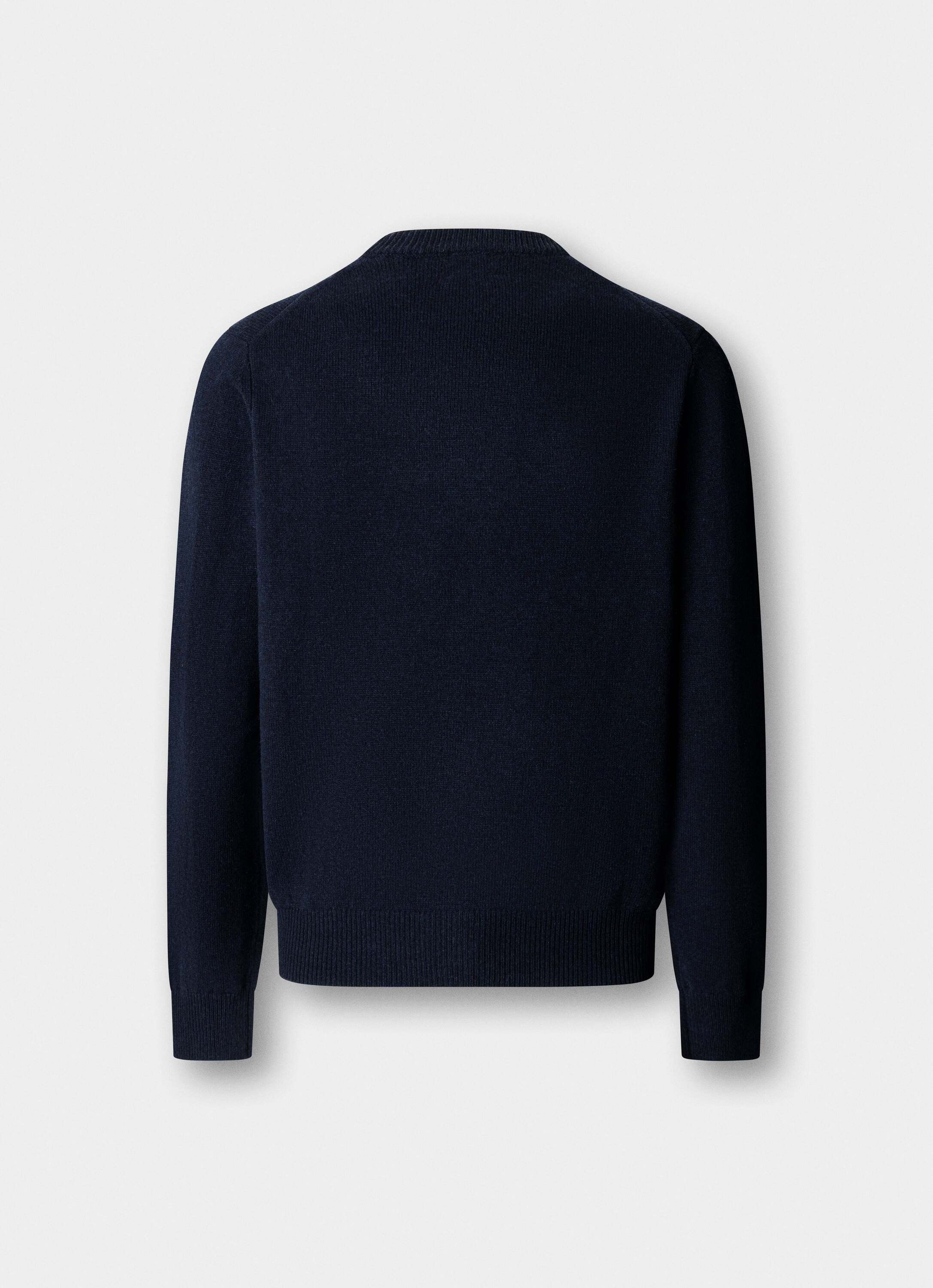 Jersey de hombre de lana de cordero cuello redondo - Hackett - Azul marino Azul marino-5