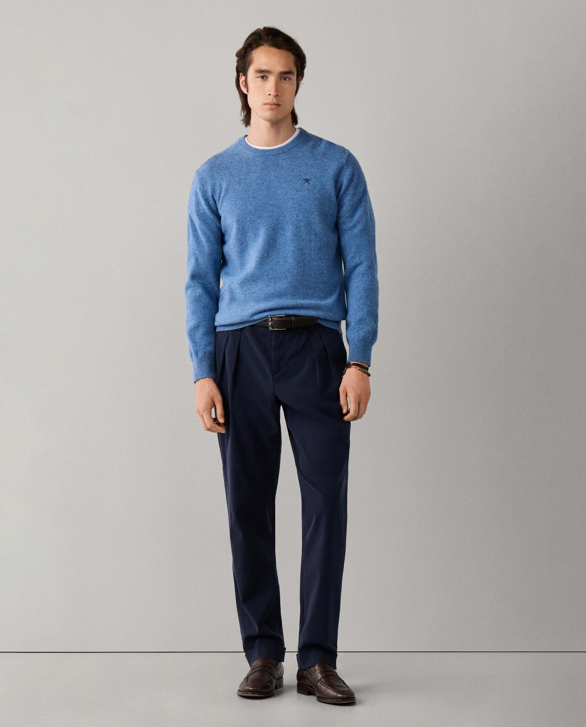 Jersey de hombre de lana de cordero cuello redondo - Hackett - Azul Azul-2