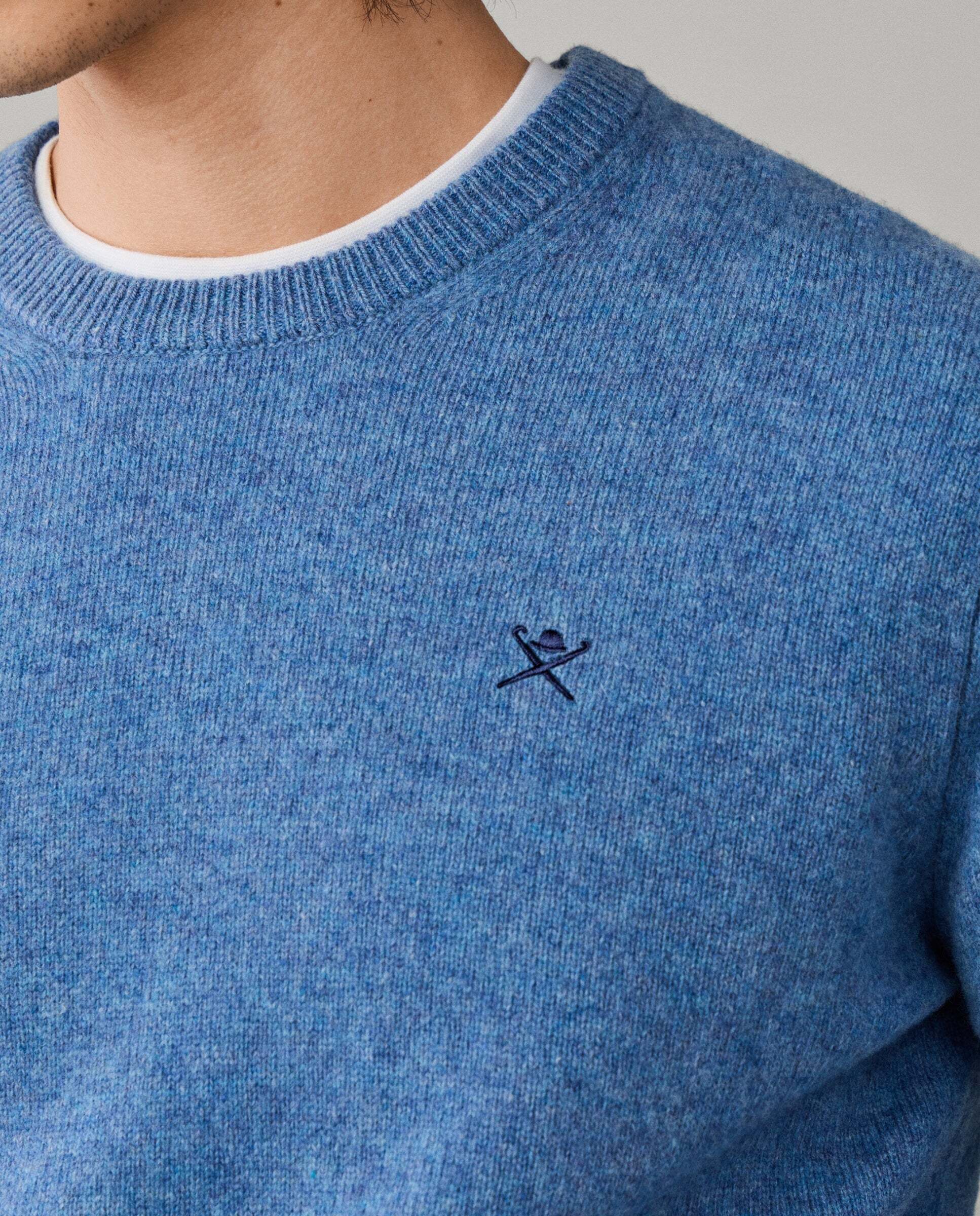 Jersey de hombre de lana de cordero cuello redondo - Hackett - Azul Azul-4