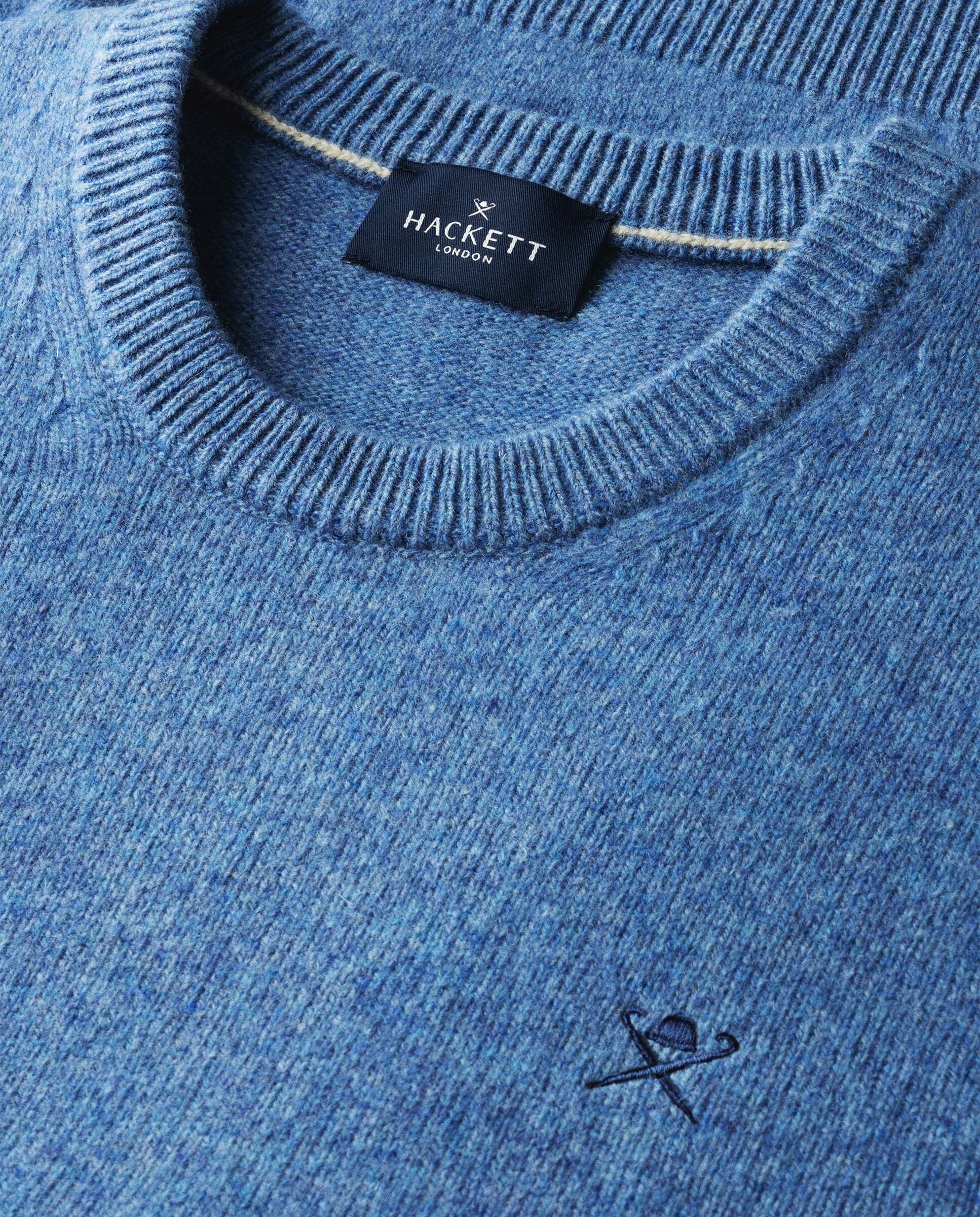 Jersey de hombre de lana de cordero cuello redondo - Hackett - Azul Azul-5