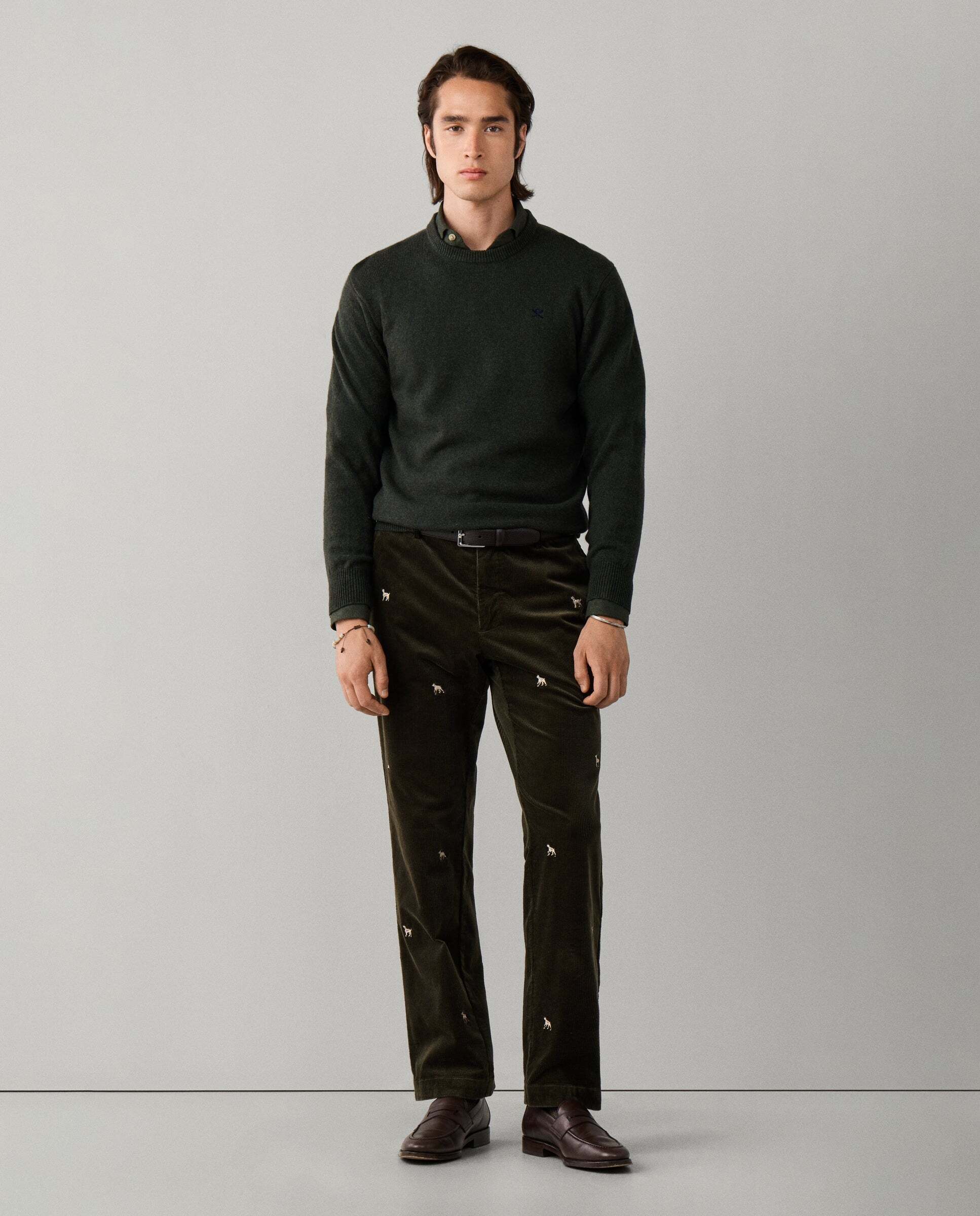 Jersey de hombre de lana de cordero cuello redondo - Hackett - Verde Verde-2
