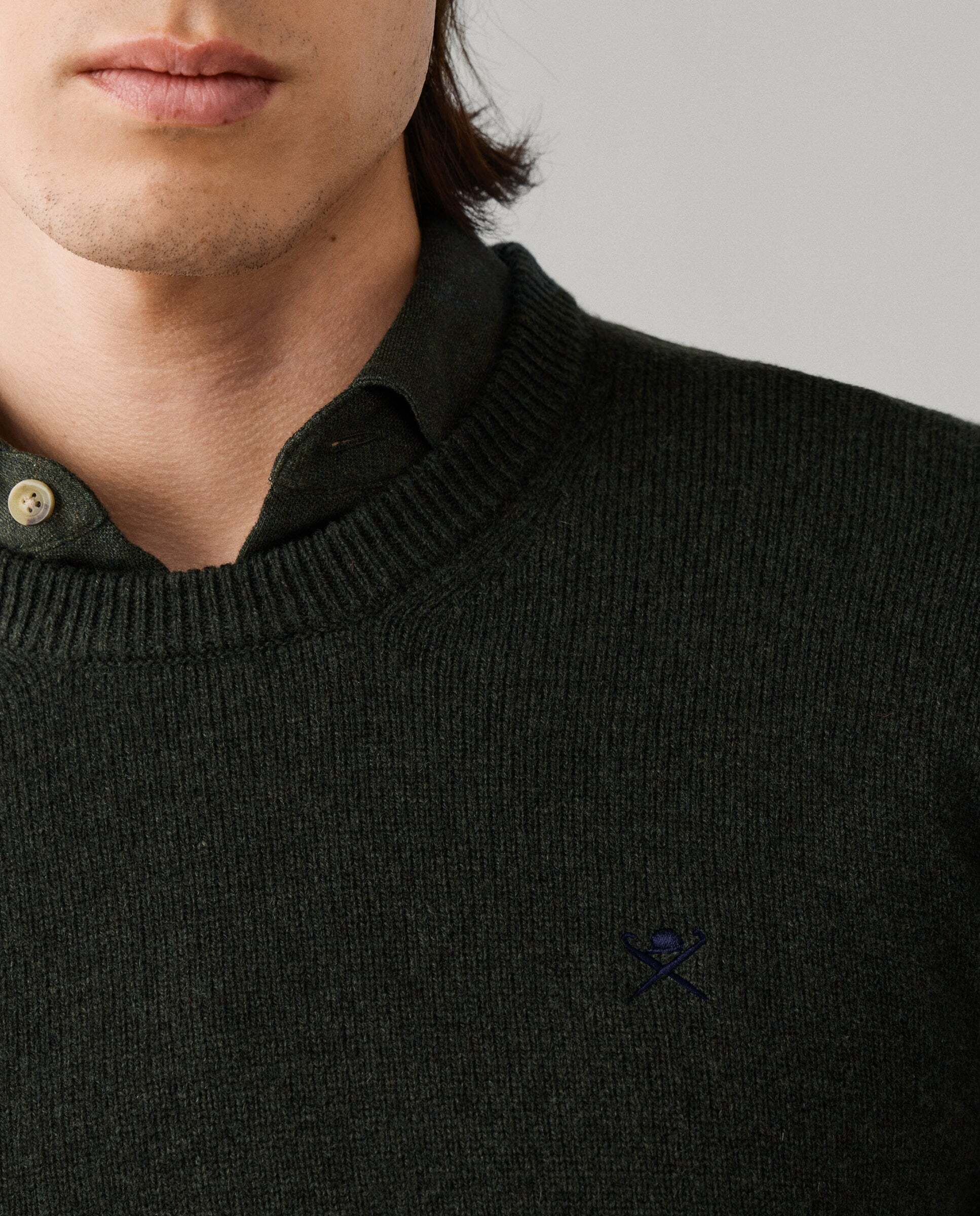Jersey de hombre de lana de cordero cuello redondo - Hackett - Verde Verde-4