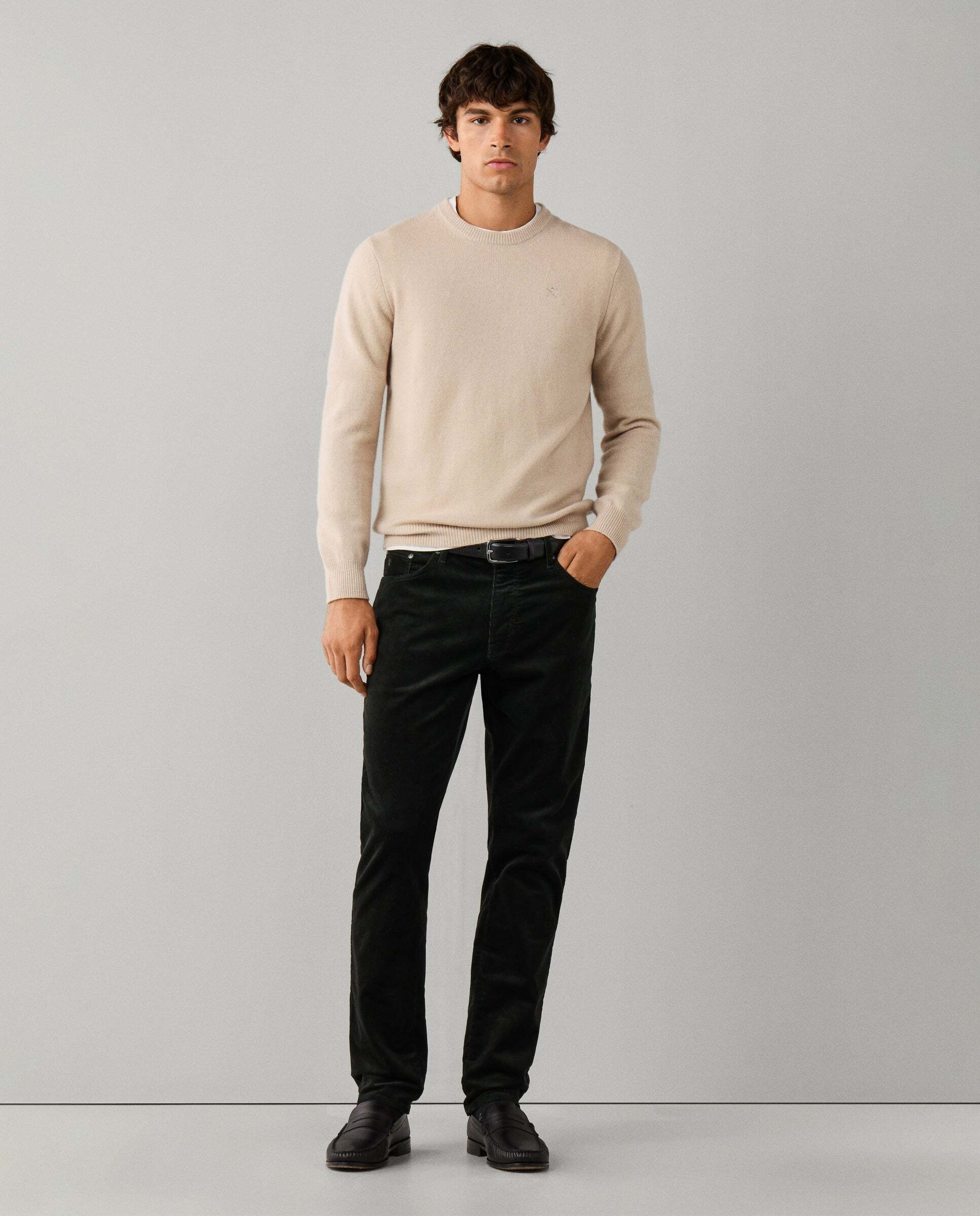 Jersey de hombre de lana de cordero cuello redondo - Hackett - Natural Natural-2