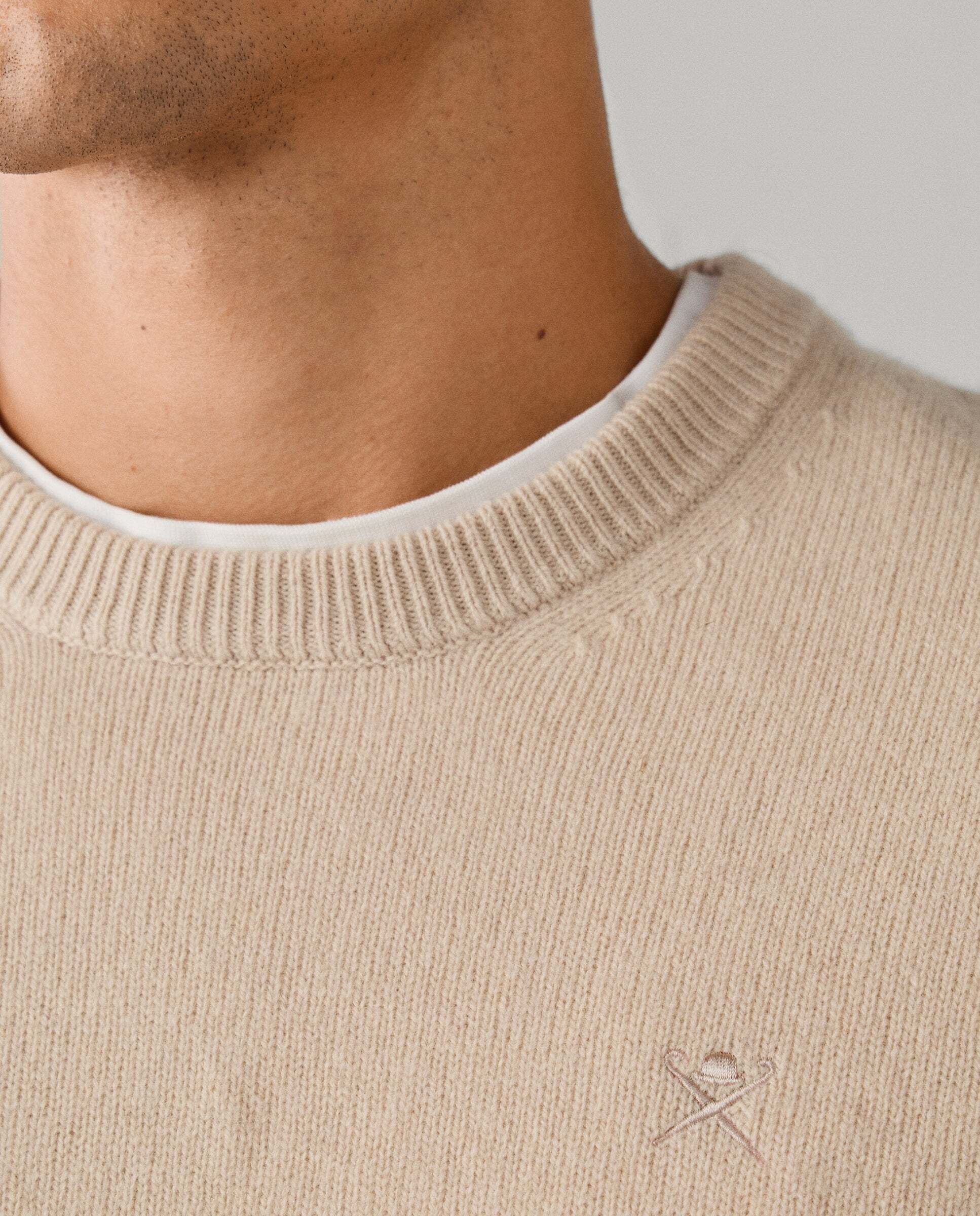 Jersey de hombre de lana de cordero cuello redondo - Hackett - Natural Natural-4