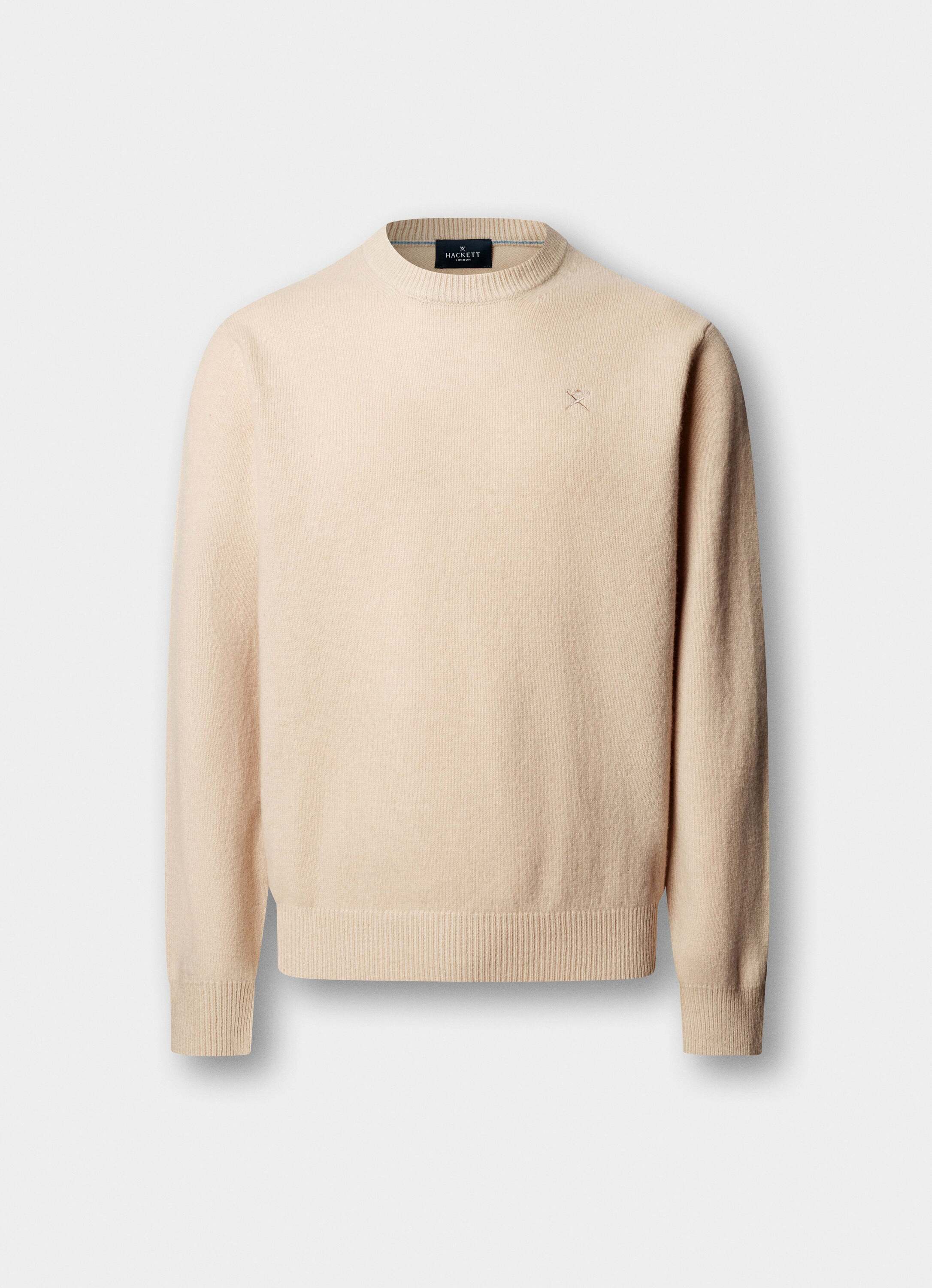 Jersey de hombre de lana de cordero cuello redondo - Hackett - Natural Natural-6