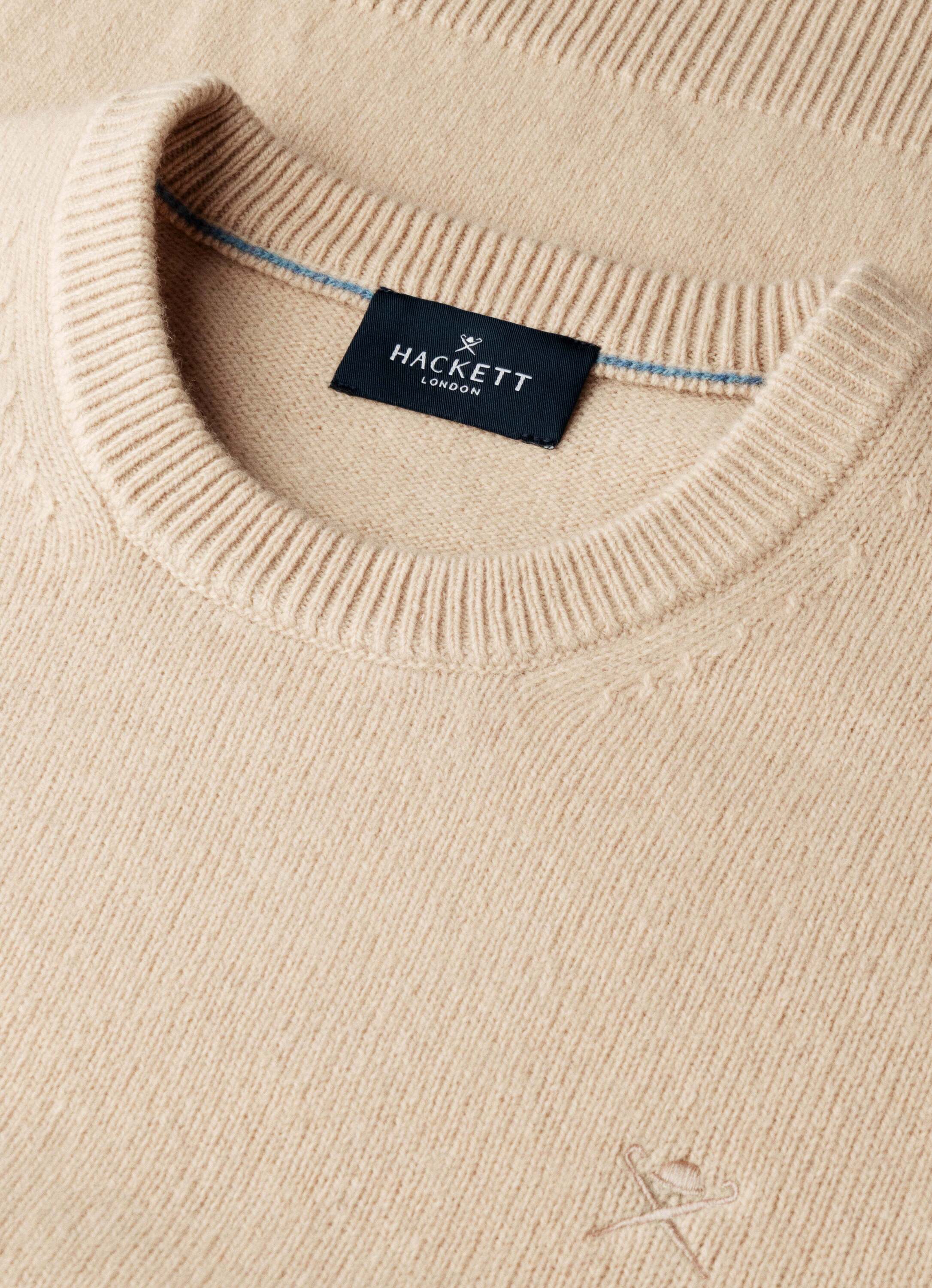 Jersey de hombre de lana de cordero cuello redondo - Hackett - Natural Natural-5