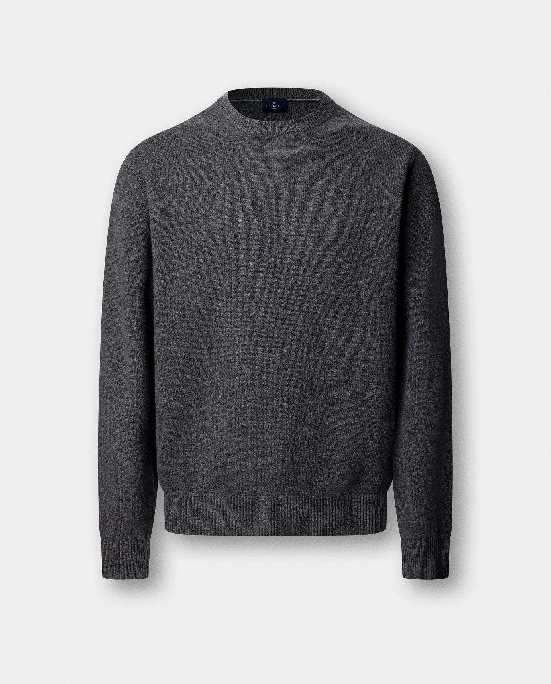 Jersey de hombre de lana de cordero cuello redondo - Hackett - Gris Gris-6