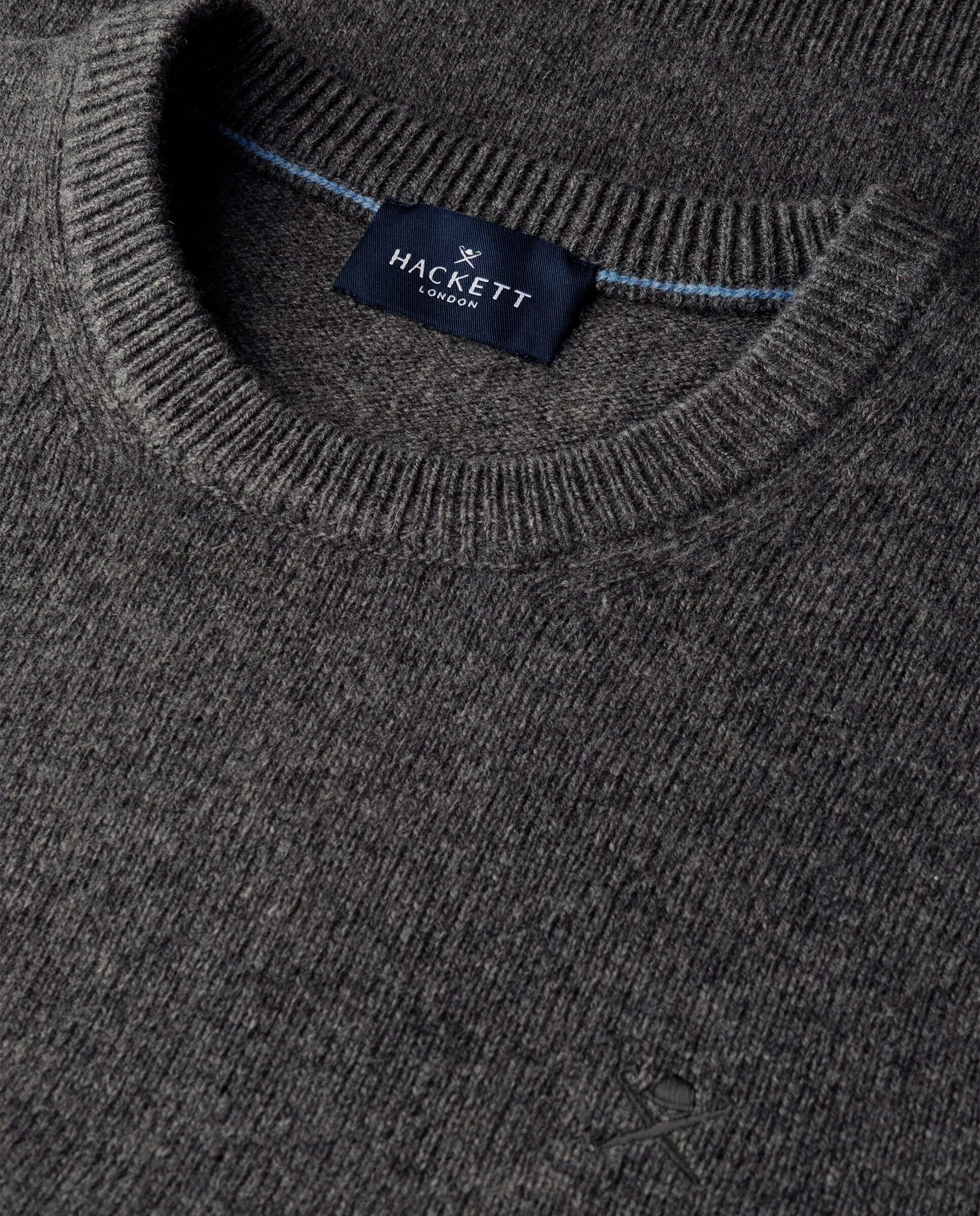 Jersey de hombre de lana de cordero cuello redondo - Hackett - Gris Gris-5