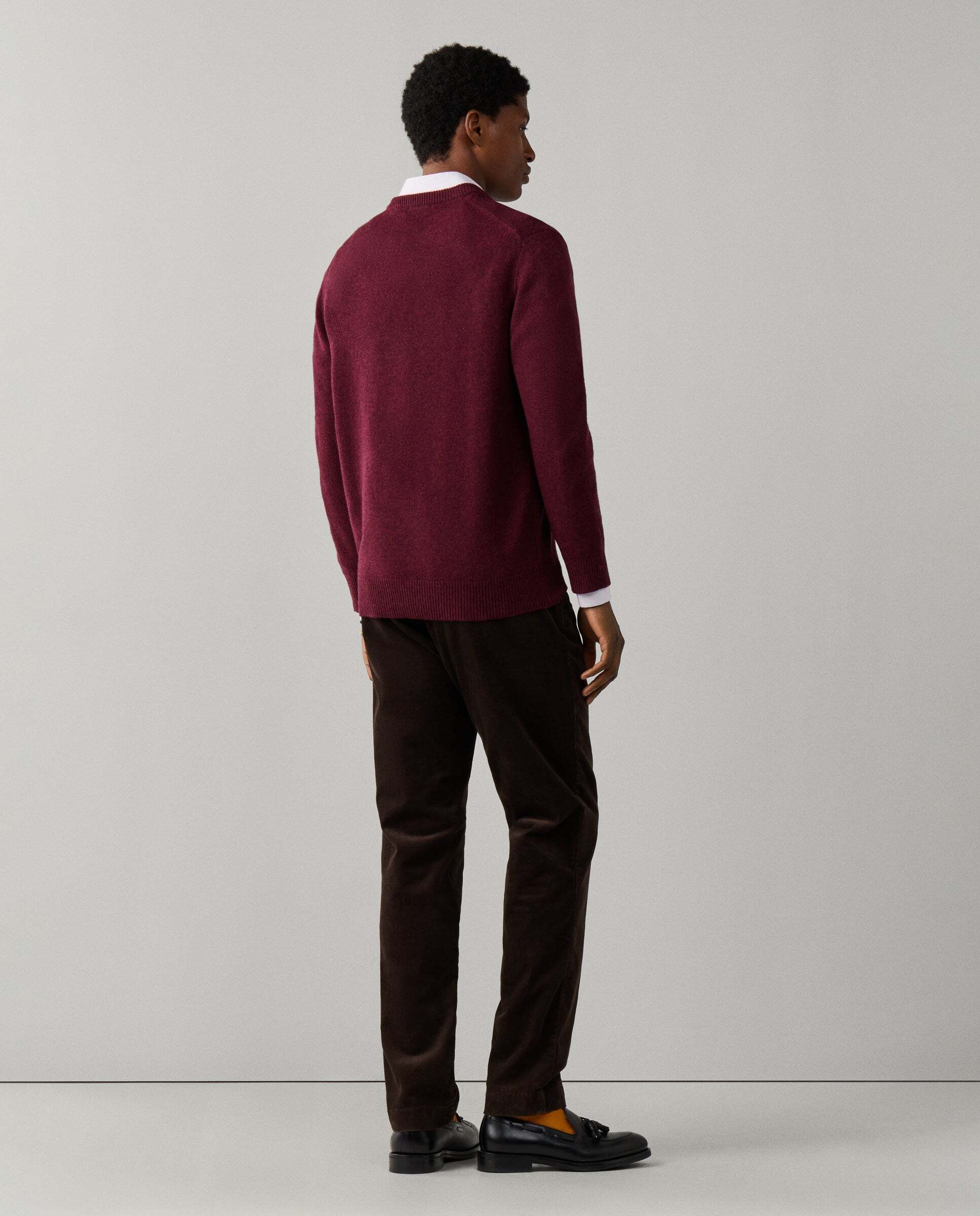 Jersey de hombre de lana de cordero con cuello de pico y logo bordado - Hackett - Rojo Rojo-3