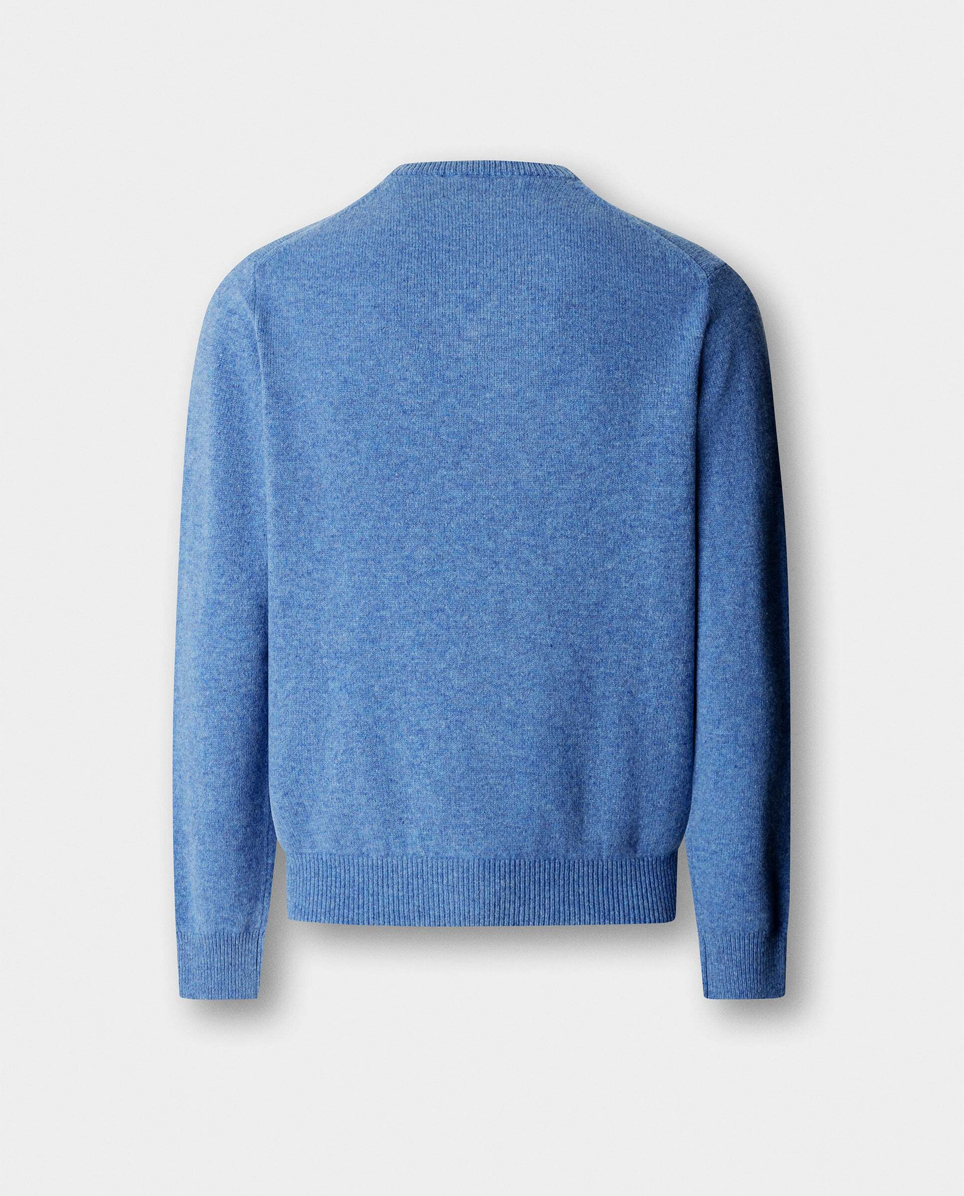 Jersey de hombre de lana de cordero con cuello de pico y logo bordado - Hackett - Azul Azul-7