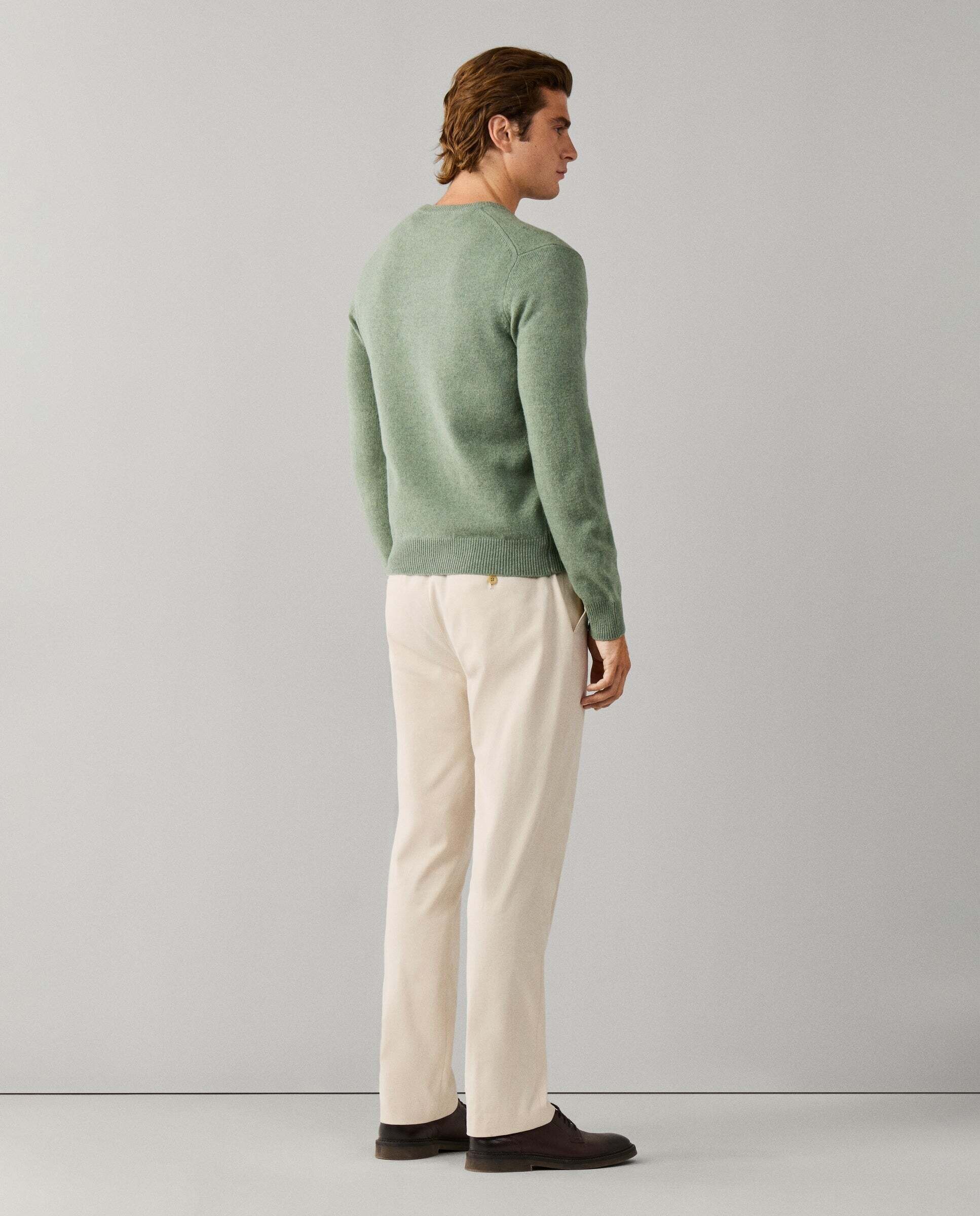 Jersey de hombre de lana de cordero con cuello de pico y logo bordado - Hackett - Verde Verde-3