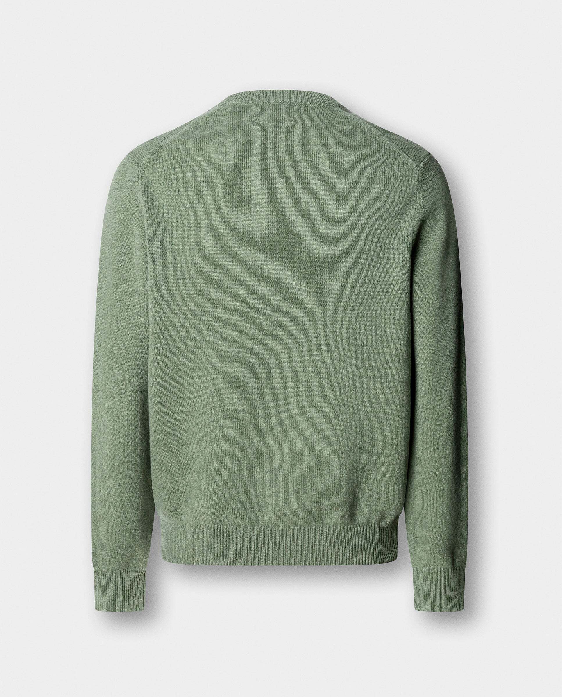 Jersey de hombre de lana de cordero con cuello de pico y logo bordado - Hackett - Verde Verde-7
