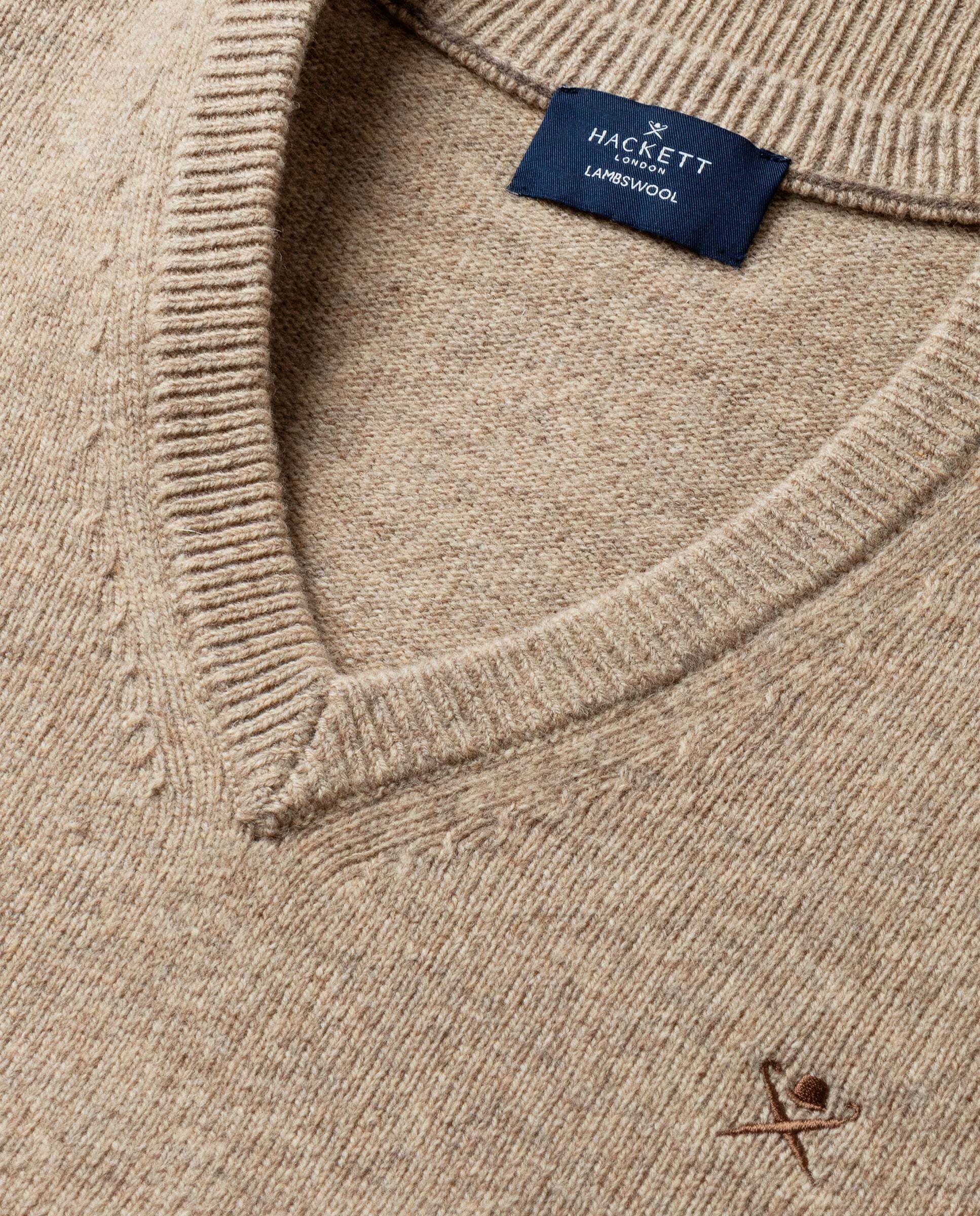 Jersey de hombre de lana de cordero con cuello de pico y logo bordado - Hackett - Blanco Blanco-5
