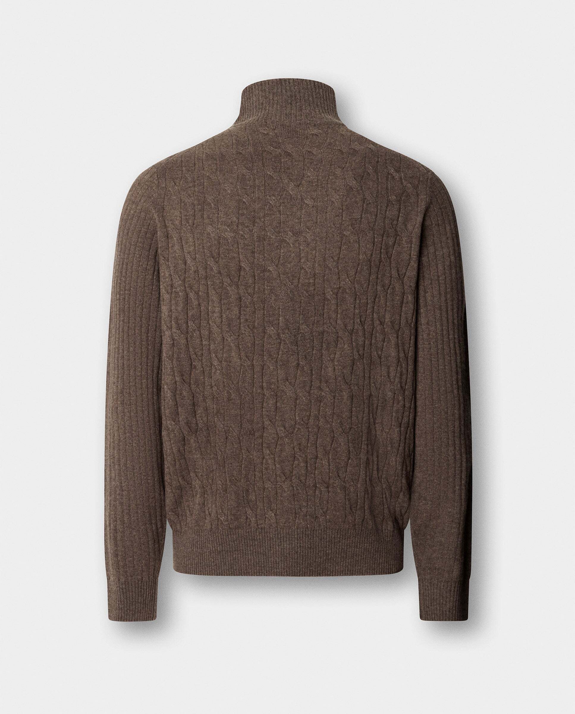 Jersey en lana de cordero de punto trenzado con con cremallera - Hackett - Natural Natural-7