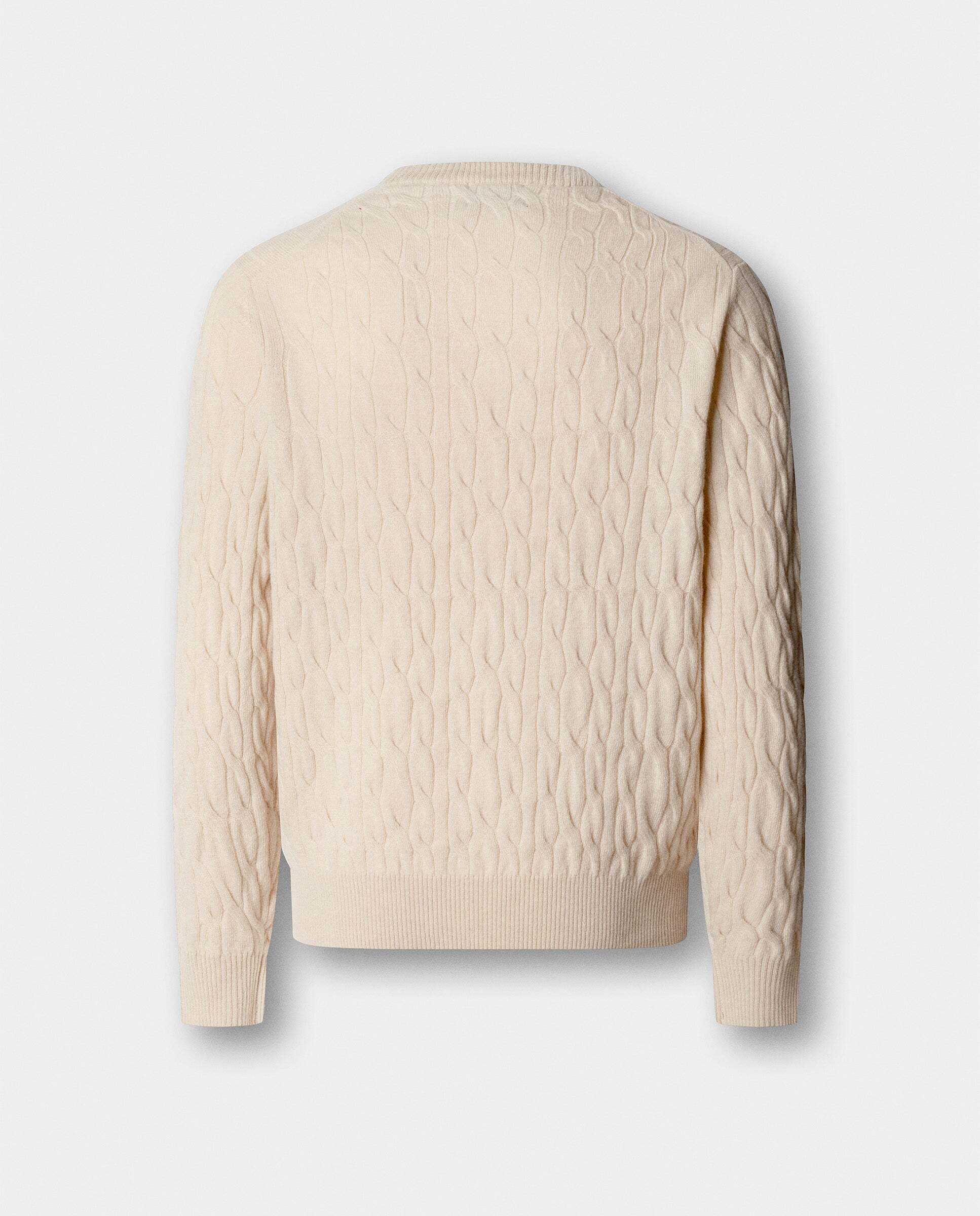 Jersey de hombre en lana de cordero de punto trenzado con cuello redondo - Hackett - Natural Natural-7