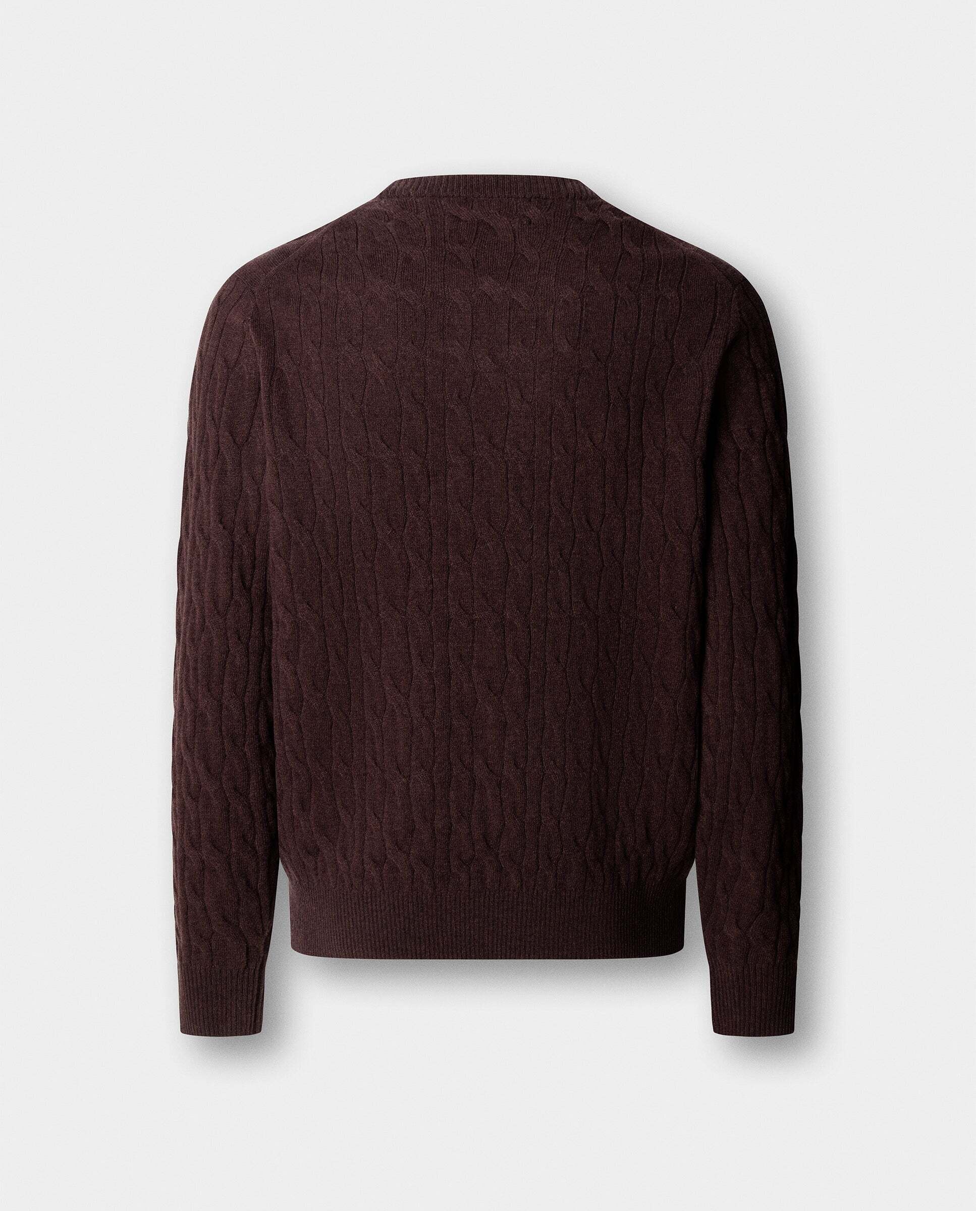 Jersey de hombre en lana de cordero de punto trenzado con cuello redondo - Hackett - Ébano Ébano-7