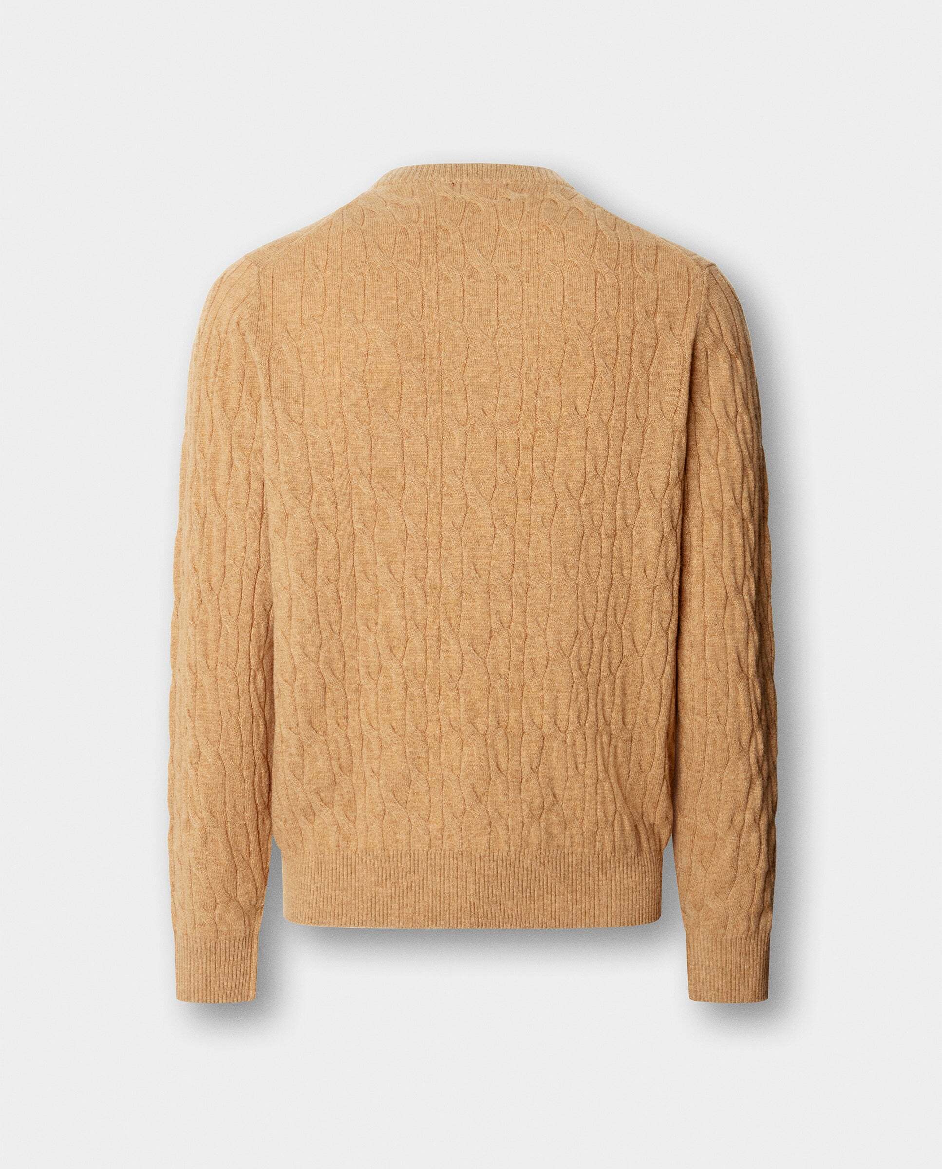 Jersey de hombre en lana de cordero de punto trenzado con cuello redondo - Hackett - Beige Beige-8
