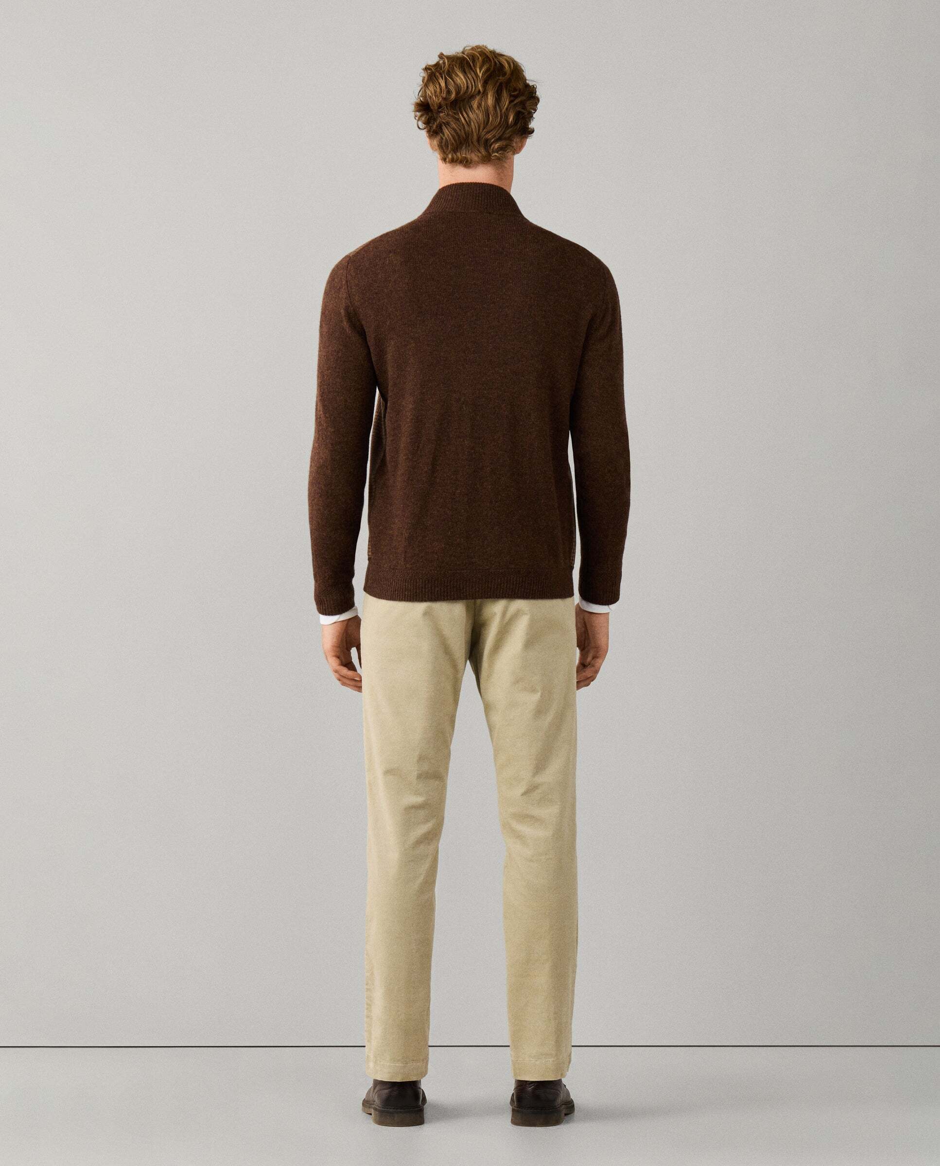 Cárdigan de hombre lana merino príncipe de gales híbrido - Hackett - Marrón claro Marrón claro-3