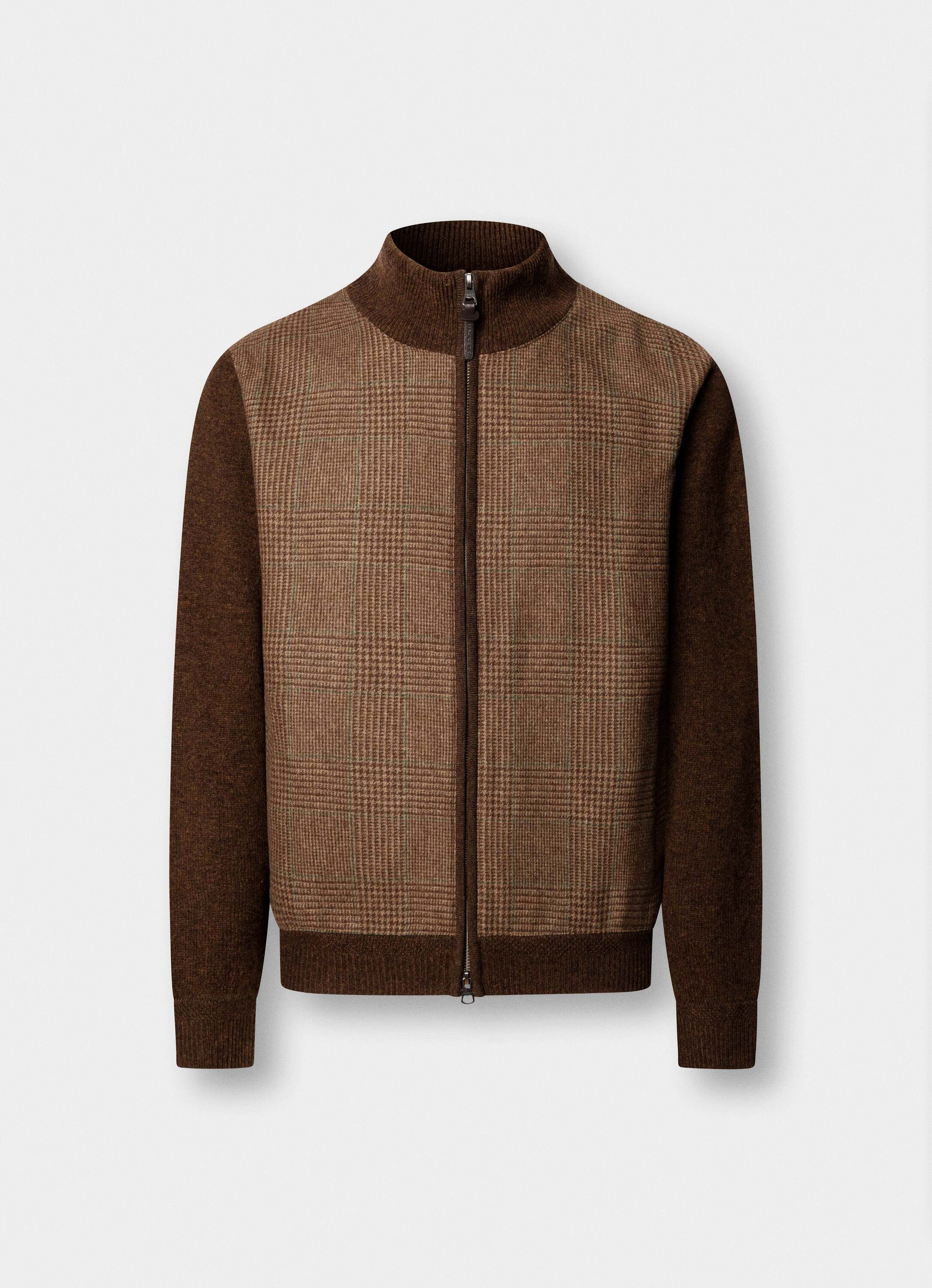 Cárdigan de hombre lana merino príncipe de gales híbrido - Hackett - Marrón claro Marrón claro-6