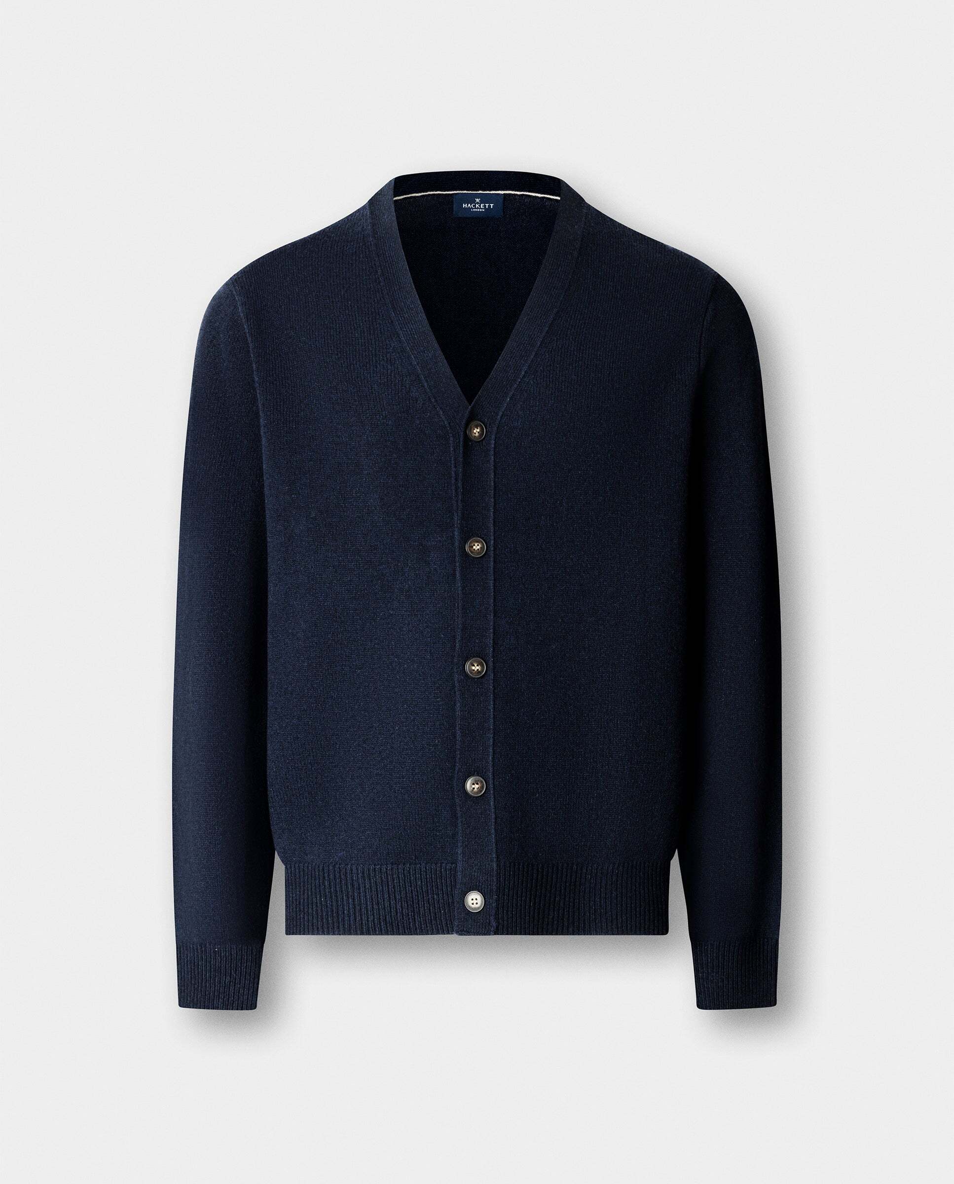 Cárdigan de hombre de lana de cordero con botones - Hackett - Azul Azul-6