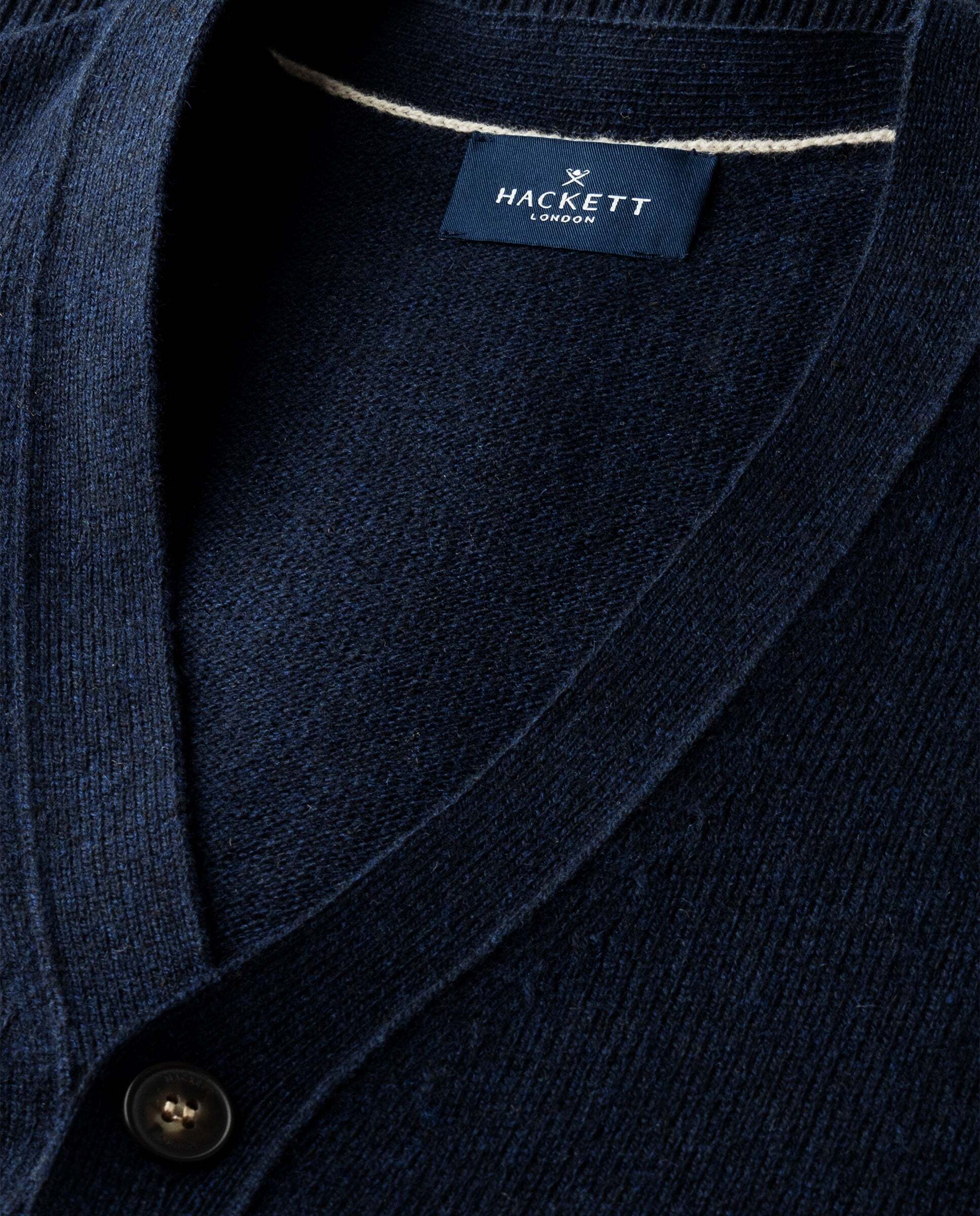 Cárdigan de hombre de lana de cordero con botones - Hackett - Azul Azul-5