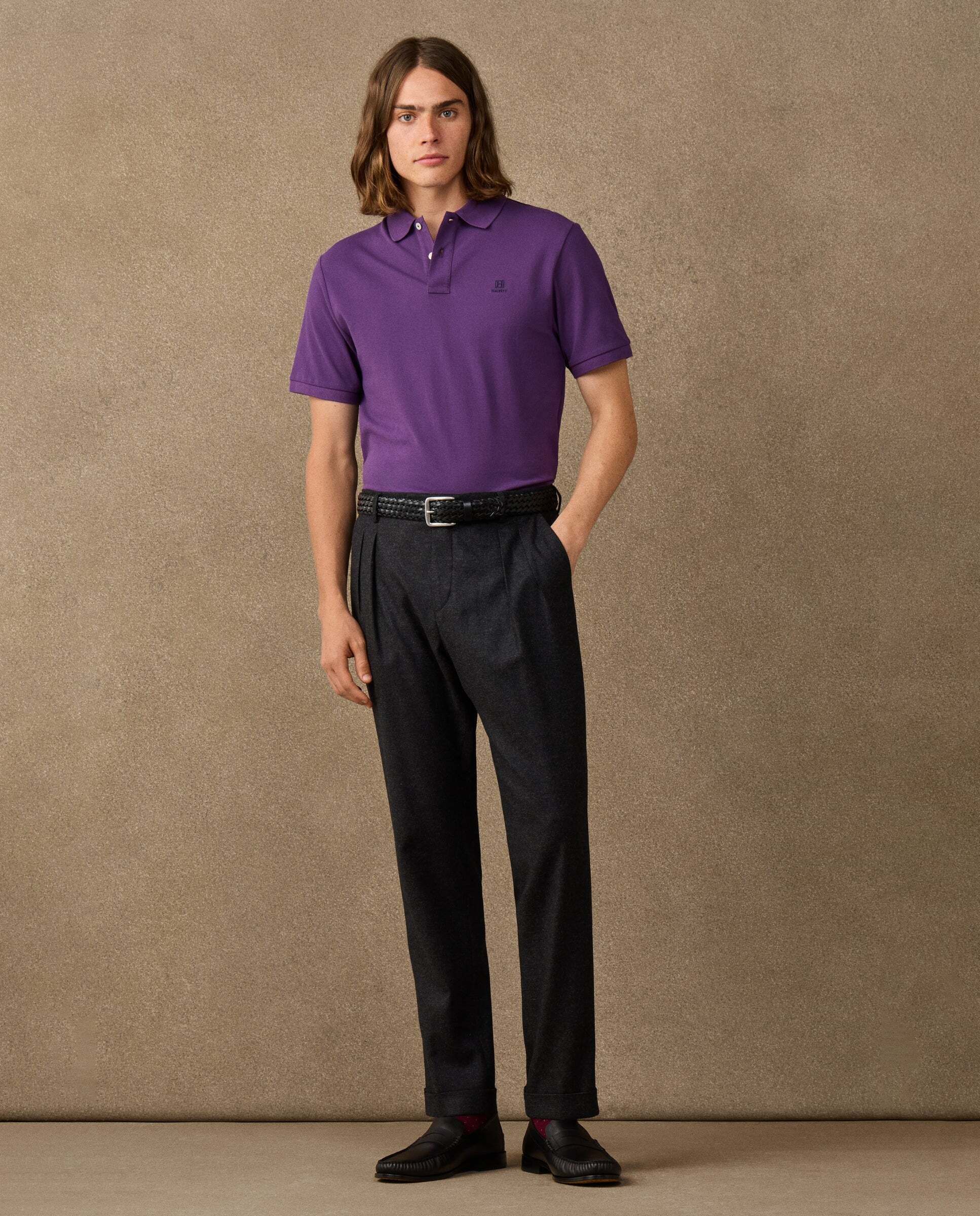 Polo de hombre manga corta con logo fit clásico - Hackett - Morado Morado-2