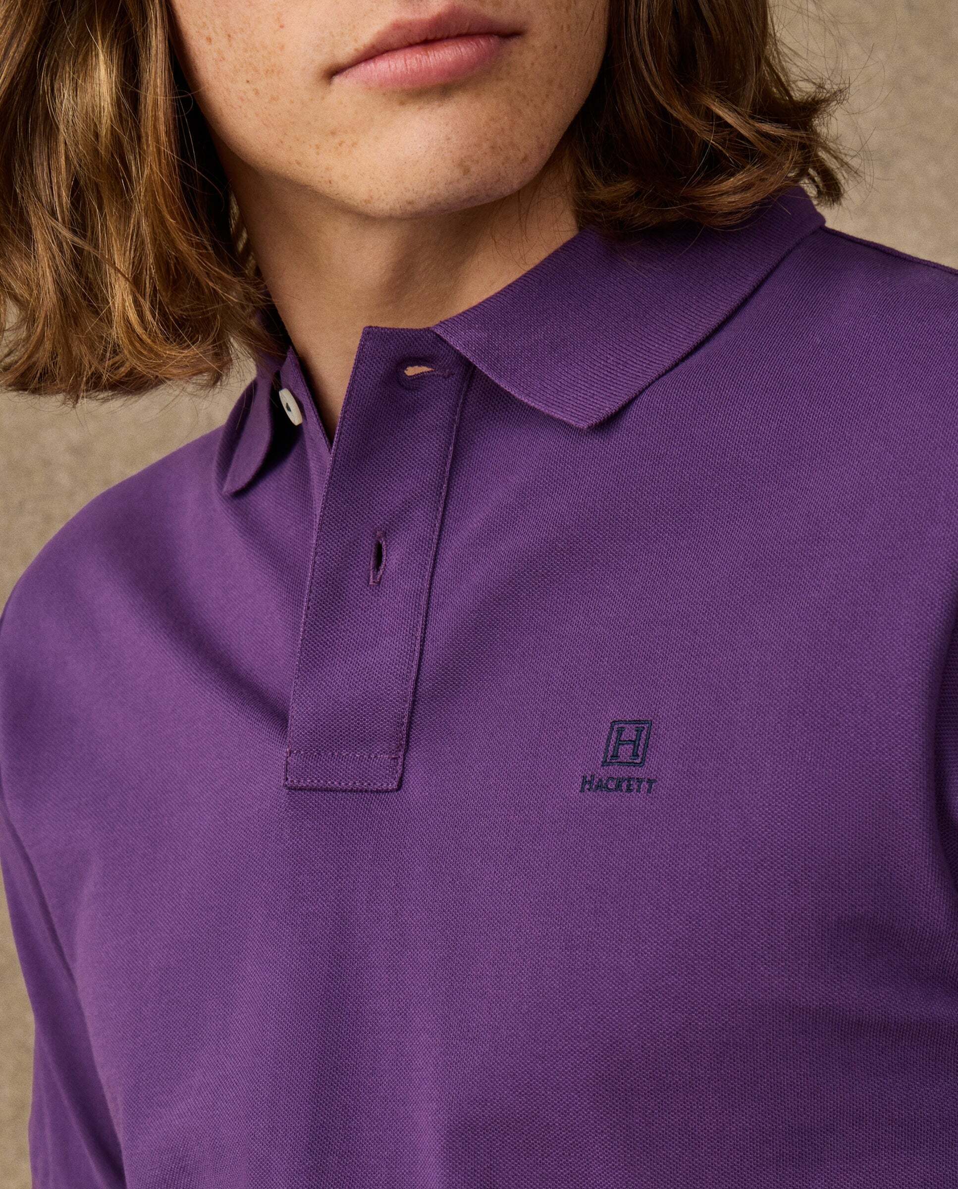 Polo de hombre manga corta con logo fit clásico - Hackett - Morado Morado-4