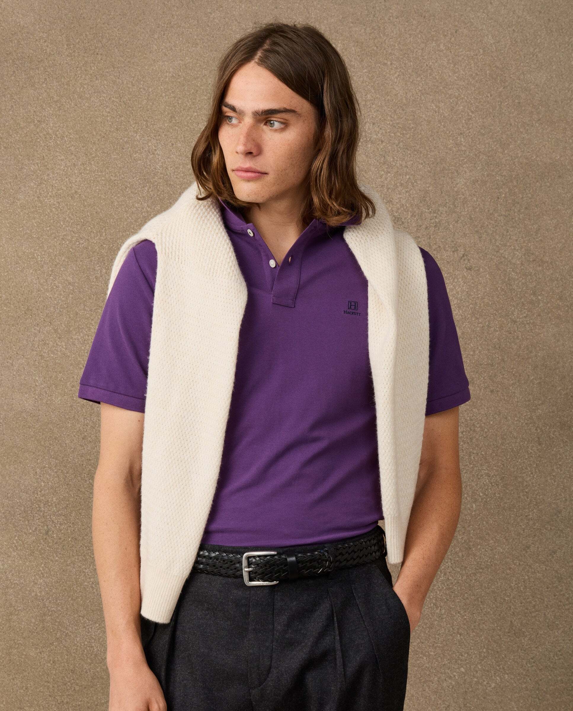 Polo de hombre manga corta con logo fit clásico - Hackett - Morado Morado-5