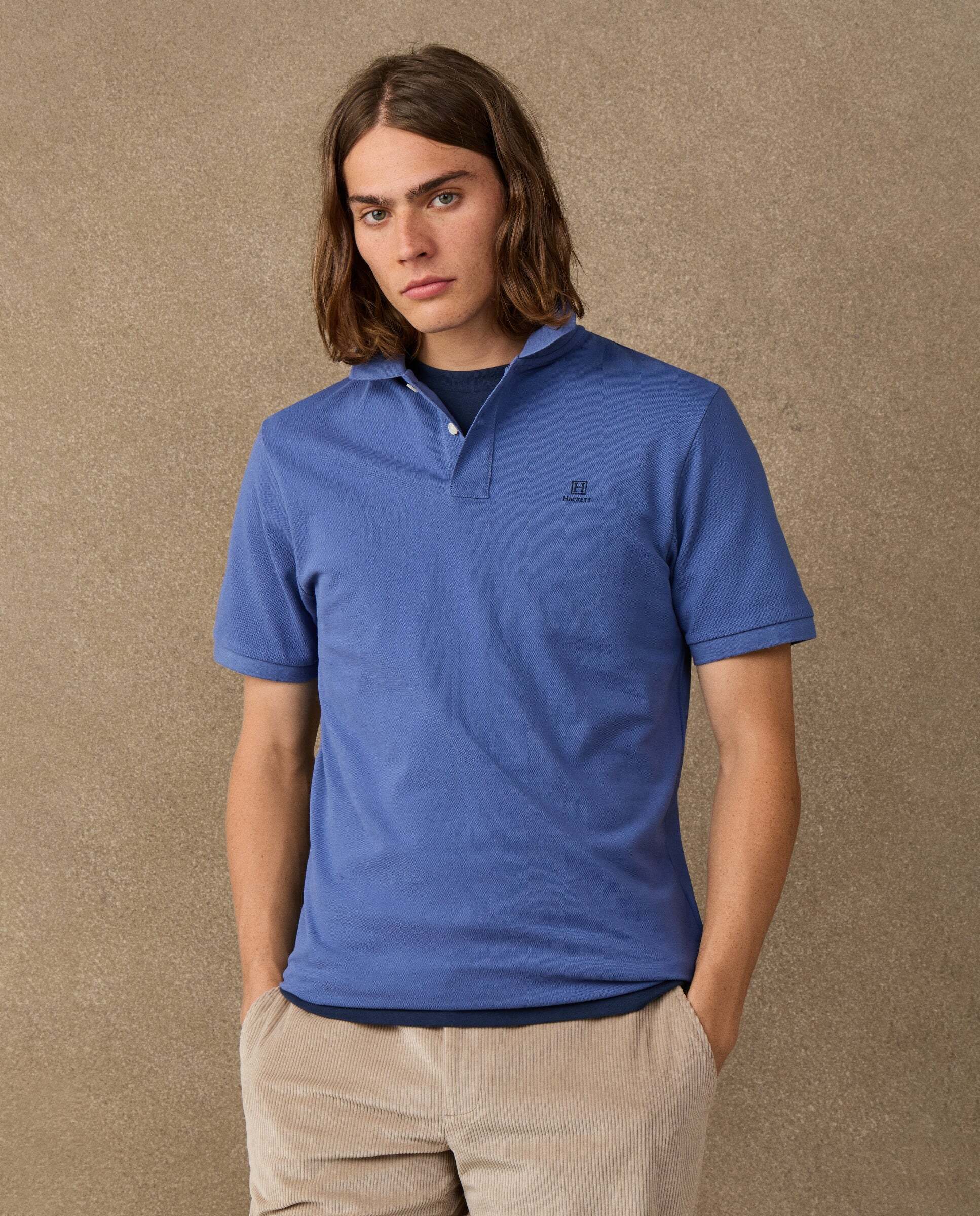 Polo de hombre manga corta con logo fit clásico - Hackett - Azul Azul-1