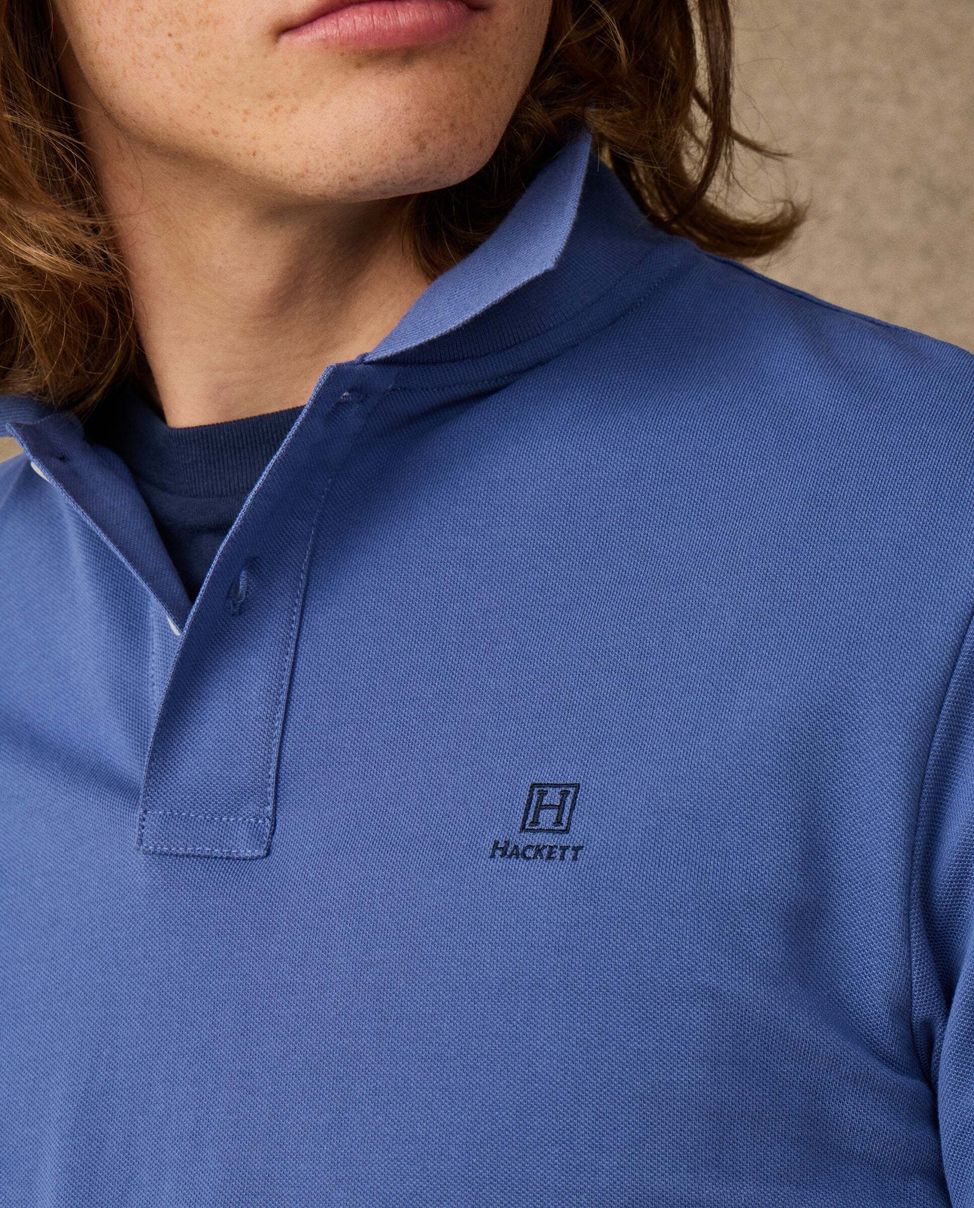Polo de hombre manga corta con logo fit clásico - Hackett - Azul Azul-4