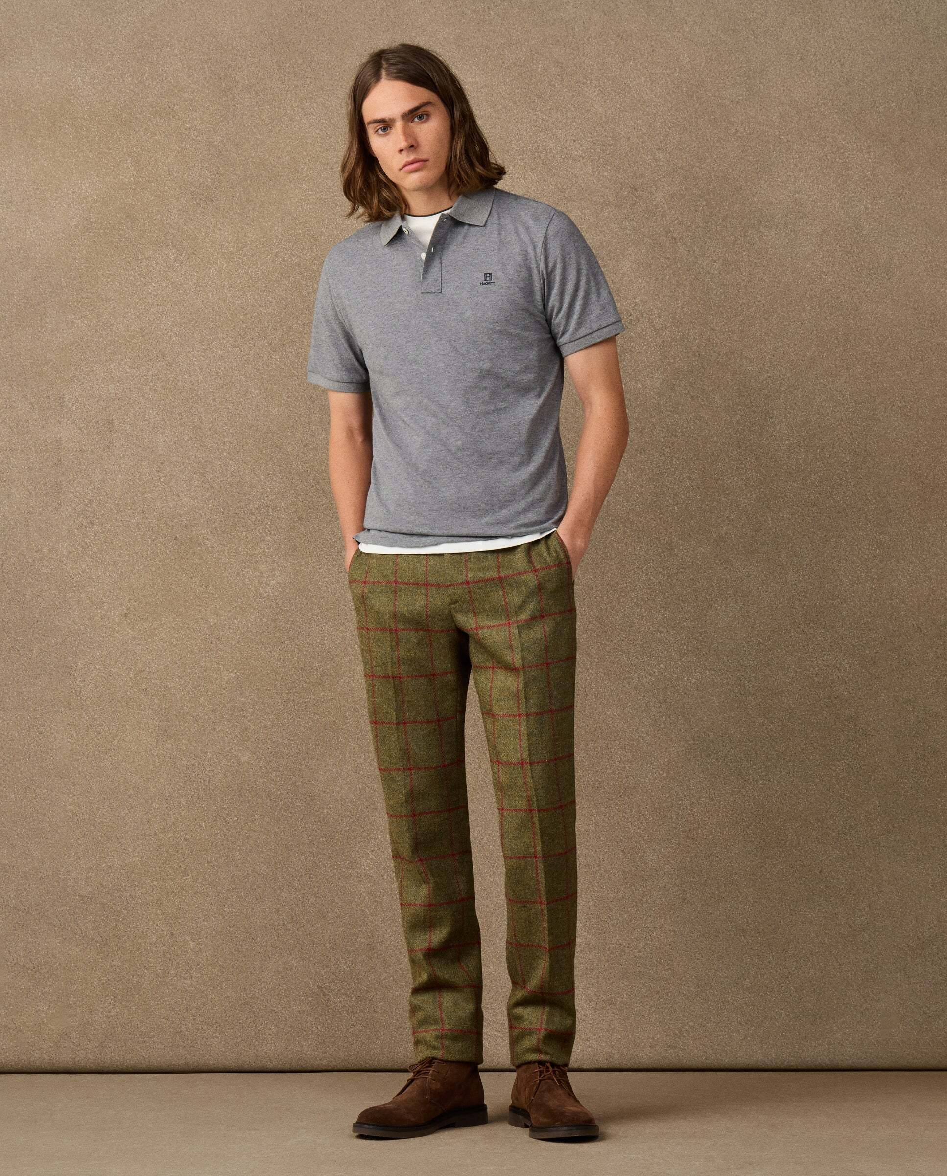 Polo de hombre manga corta con logo fit clásico - Hackett - Gris Gris-2