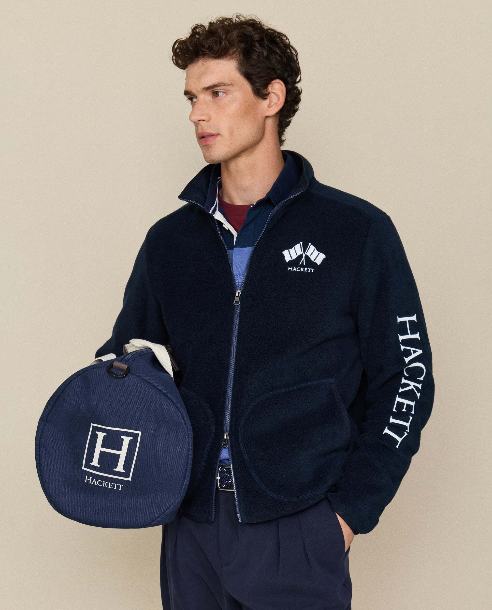 Sudadera de hombre polar con cremallera completa lrc - Hackett - Azul Azul-6
