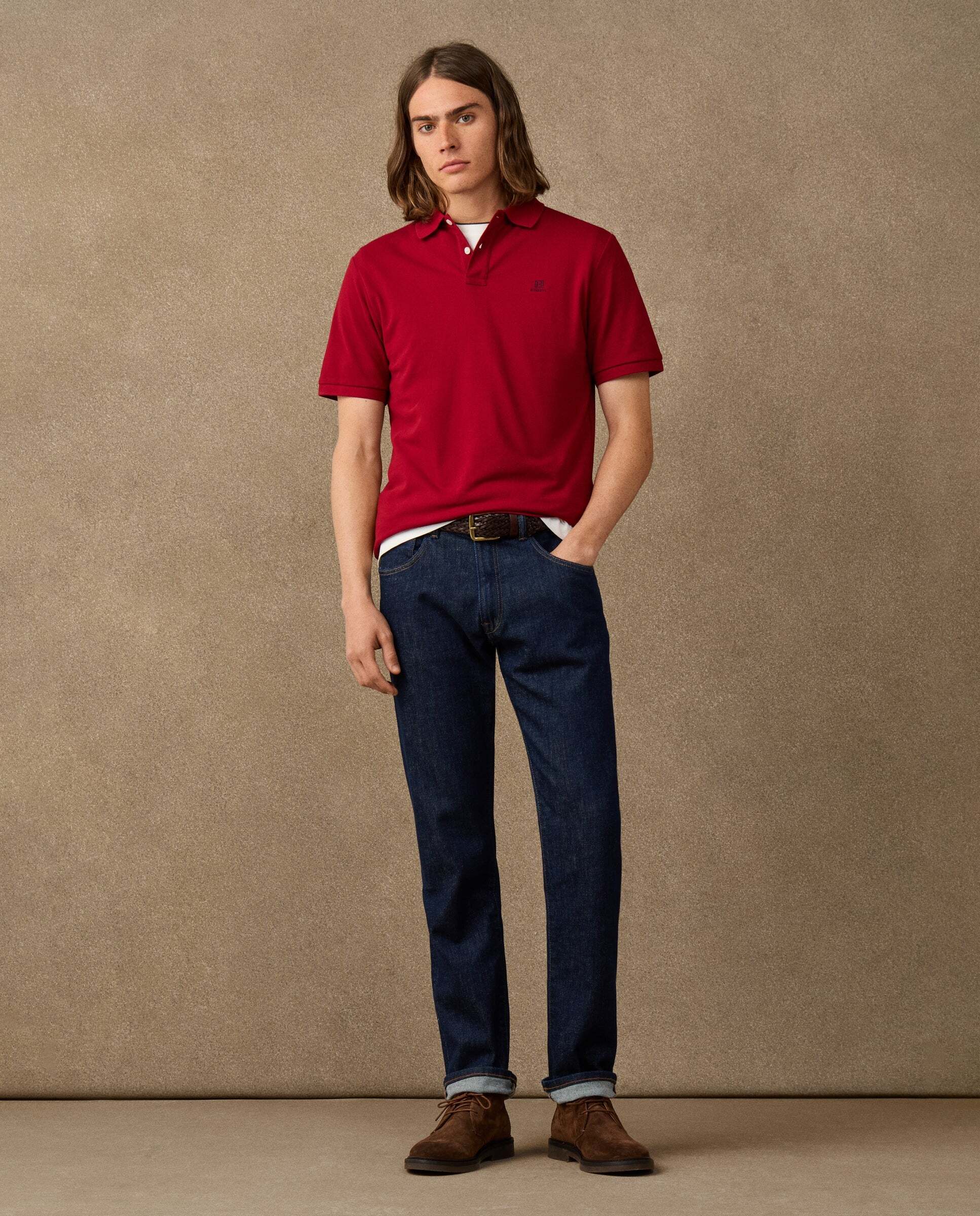 Polo de hombre manga corta con logo fit clásico - Hackett - Rojo Rojo-2